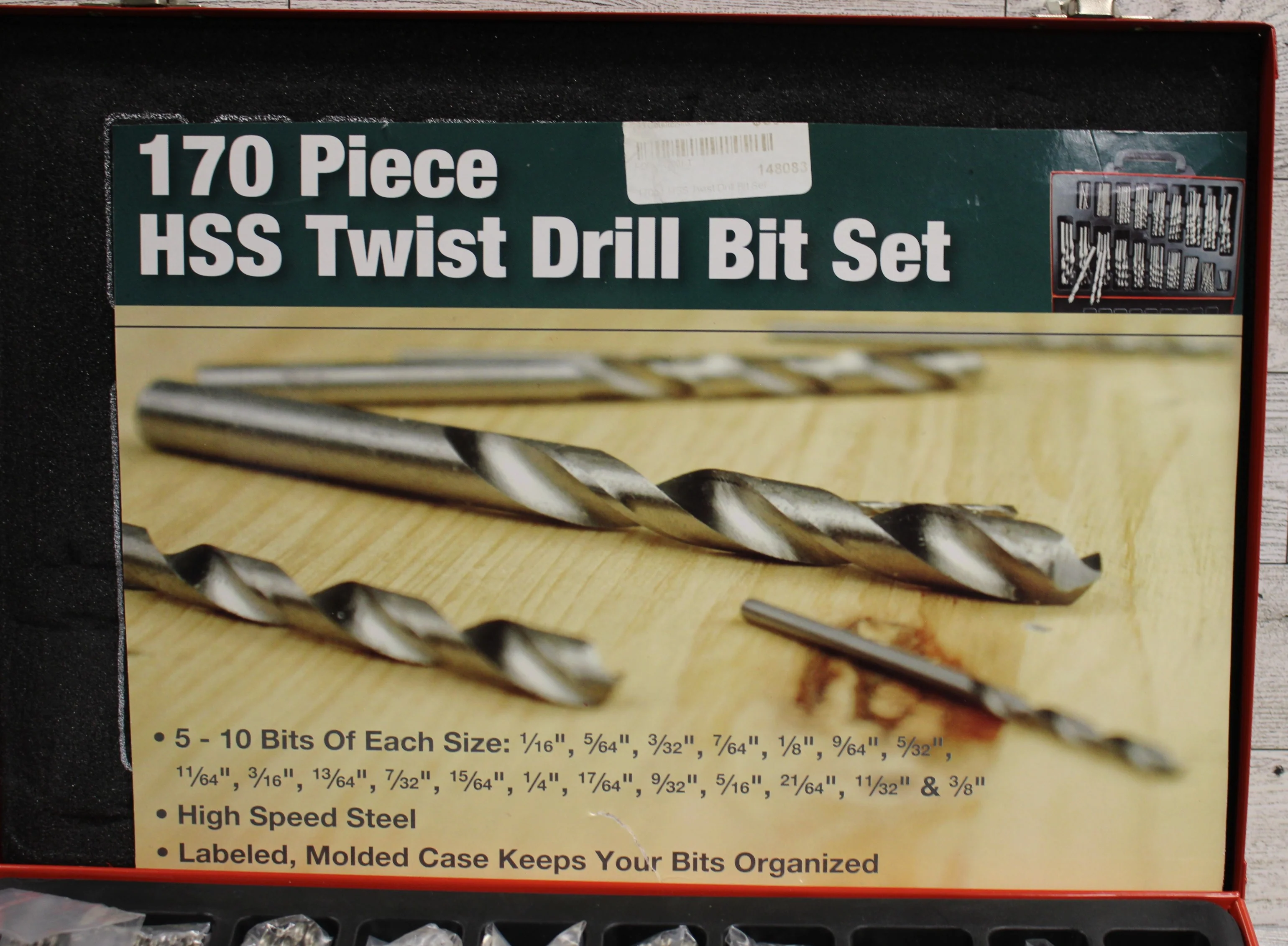 170 Piece HSS Twist Drill Bit Set in Red Case - New - Image 3