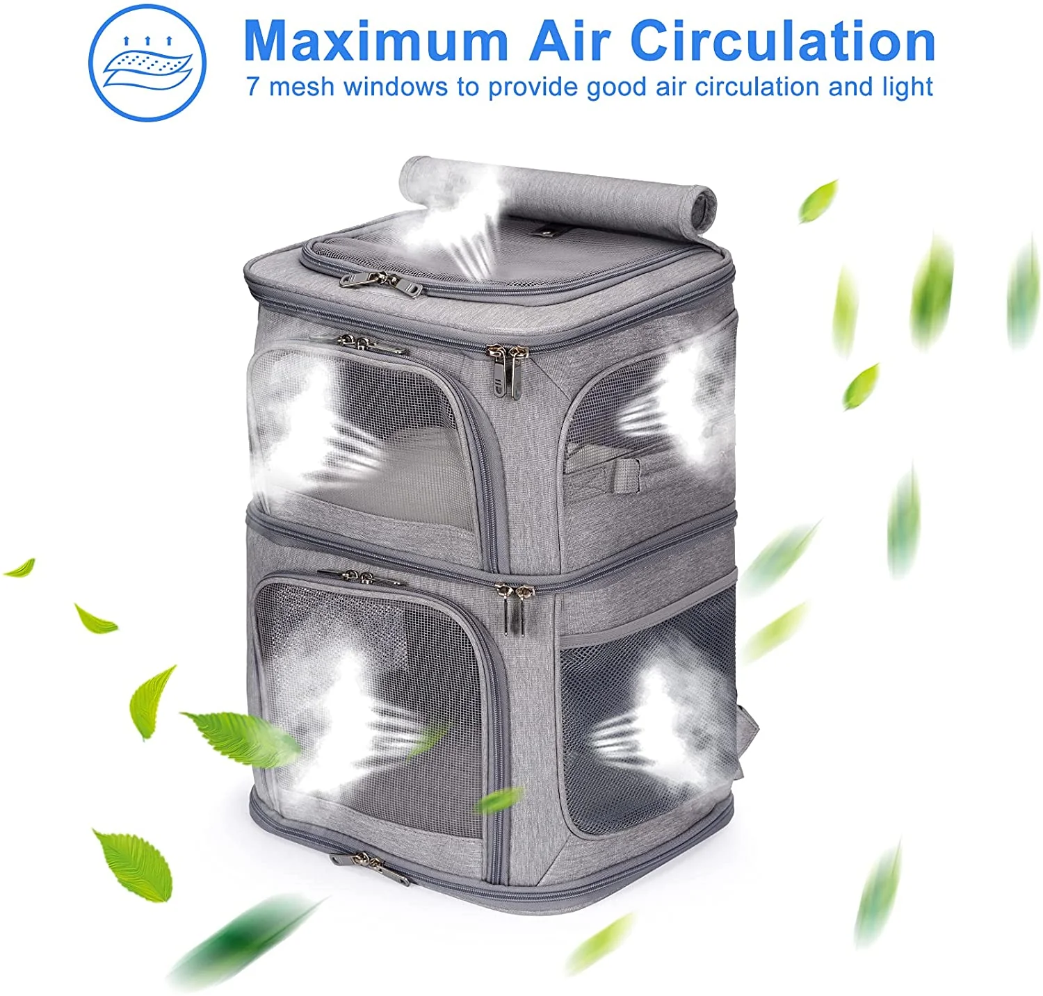 2-In-1 Double Pet Cat Carrier Backpack - Portable Travel - Gray - Used - Image 10
