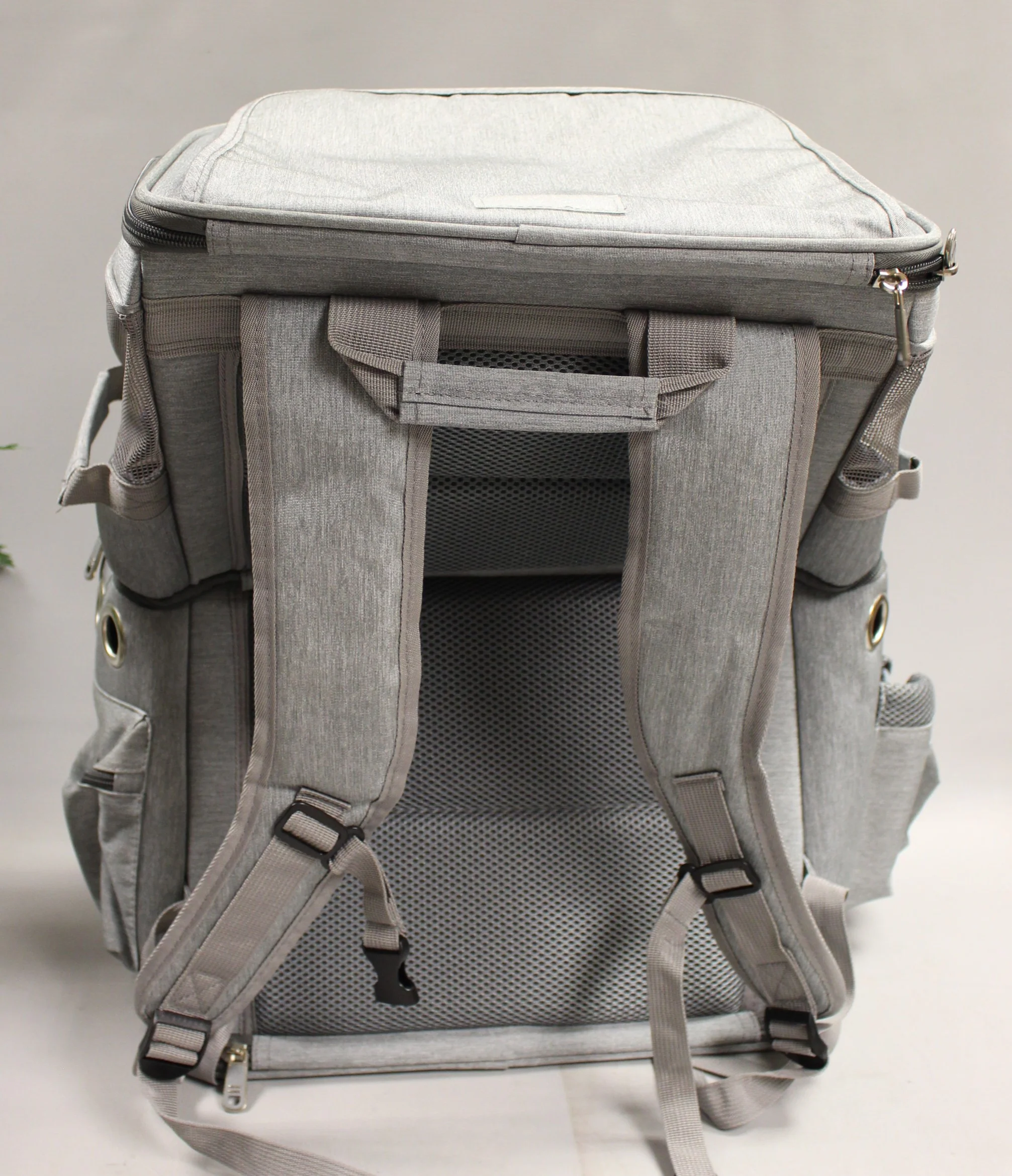 2-In-1 Double Pet Cat Carrier Backpack - Portable Travel - Gray - Used - Image 3