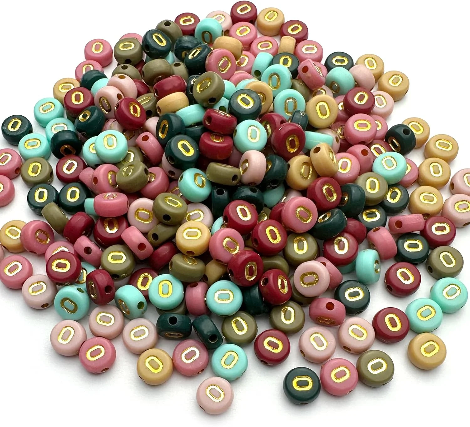 200 Pcs Round Acrylic Letter Beads - Letter O - Jewelry Bracelet Necklaces - New