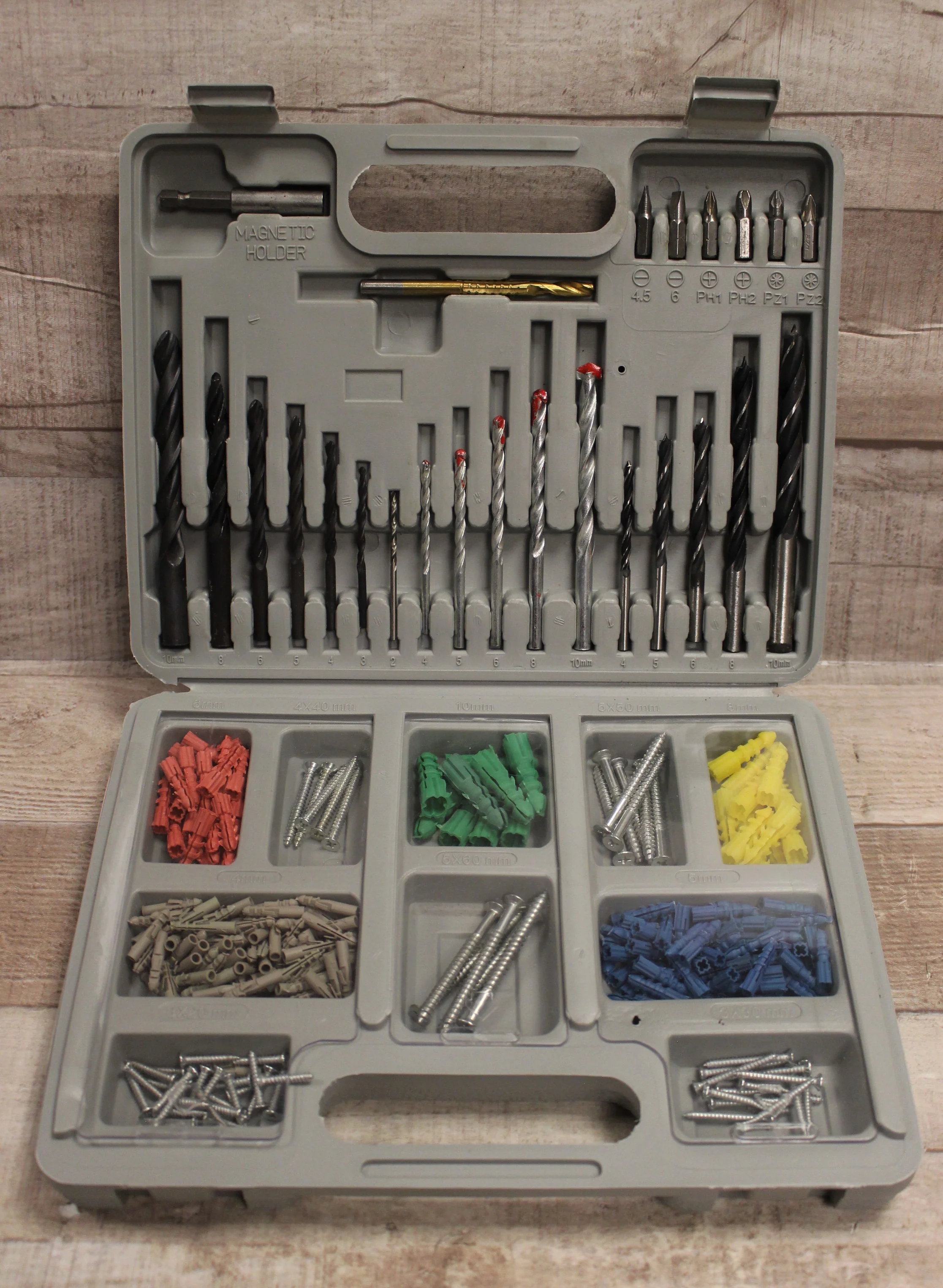 300 PC Drill Bits, Masonry Drills, Boring Bits, Screws, & Wall Anchors Plugs Kit - Image 6