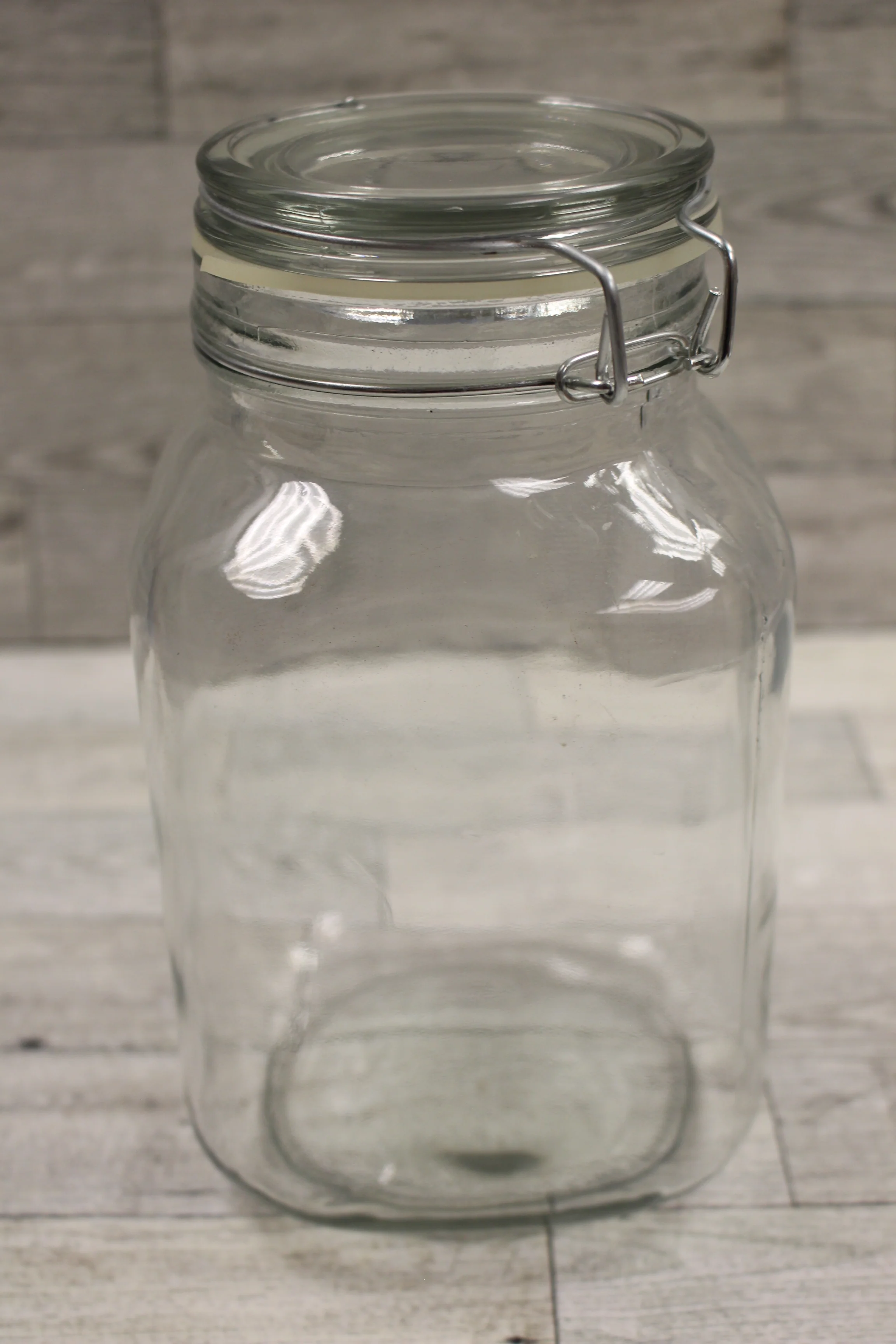 8.5" Clear Glass Hinged Square Canister/Jar - Airtight - Used - Image 2