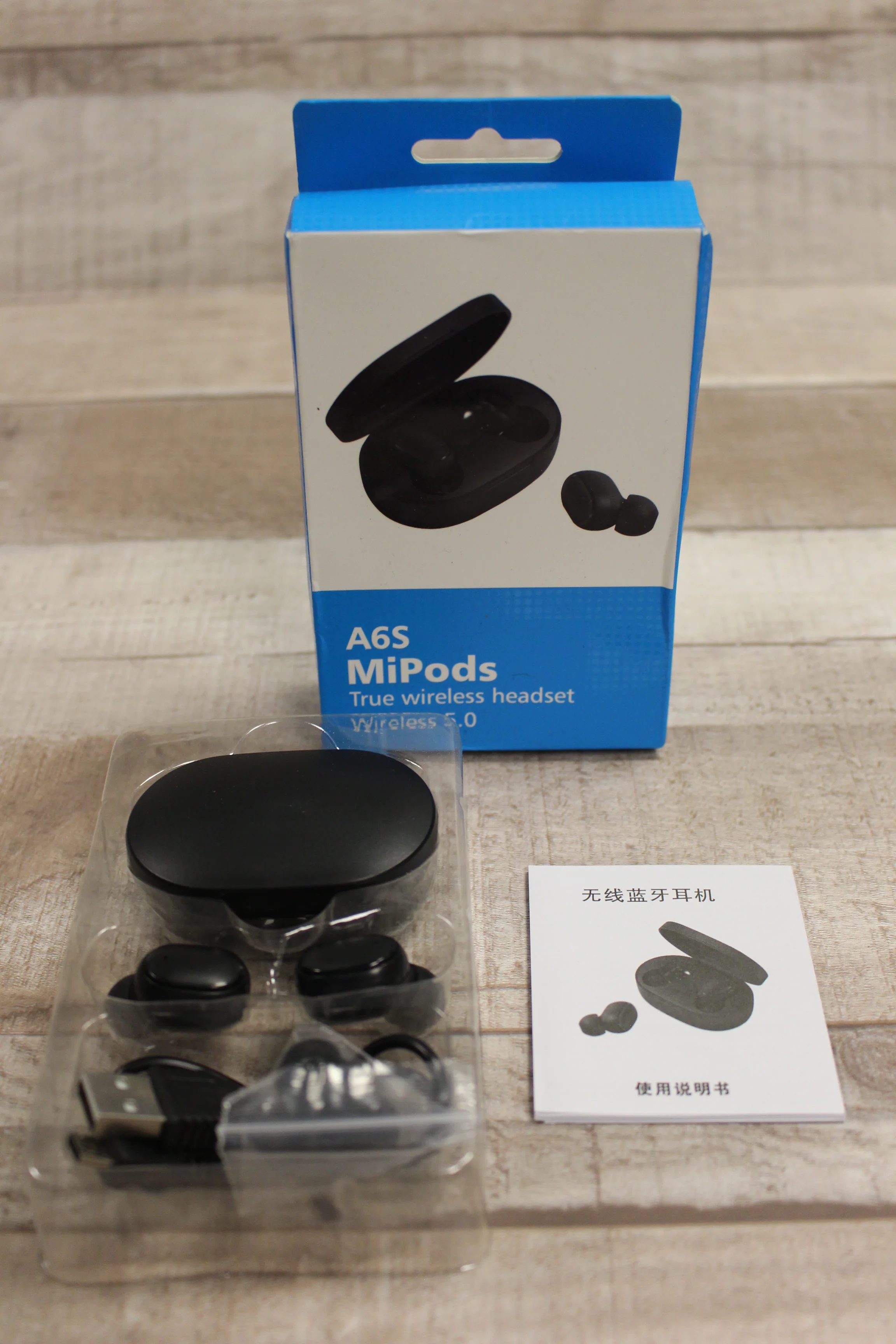 A6S MiPods Bluetooth 5.0 True Wireless Earphones (Black) - New