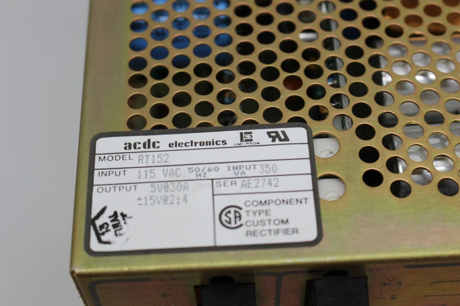 ACDC Electronics RT152 Power Supply, 115VAC, - Image 3