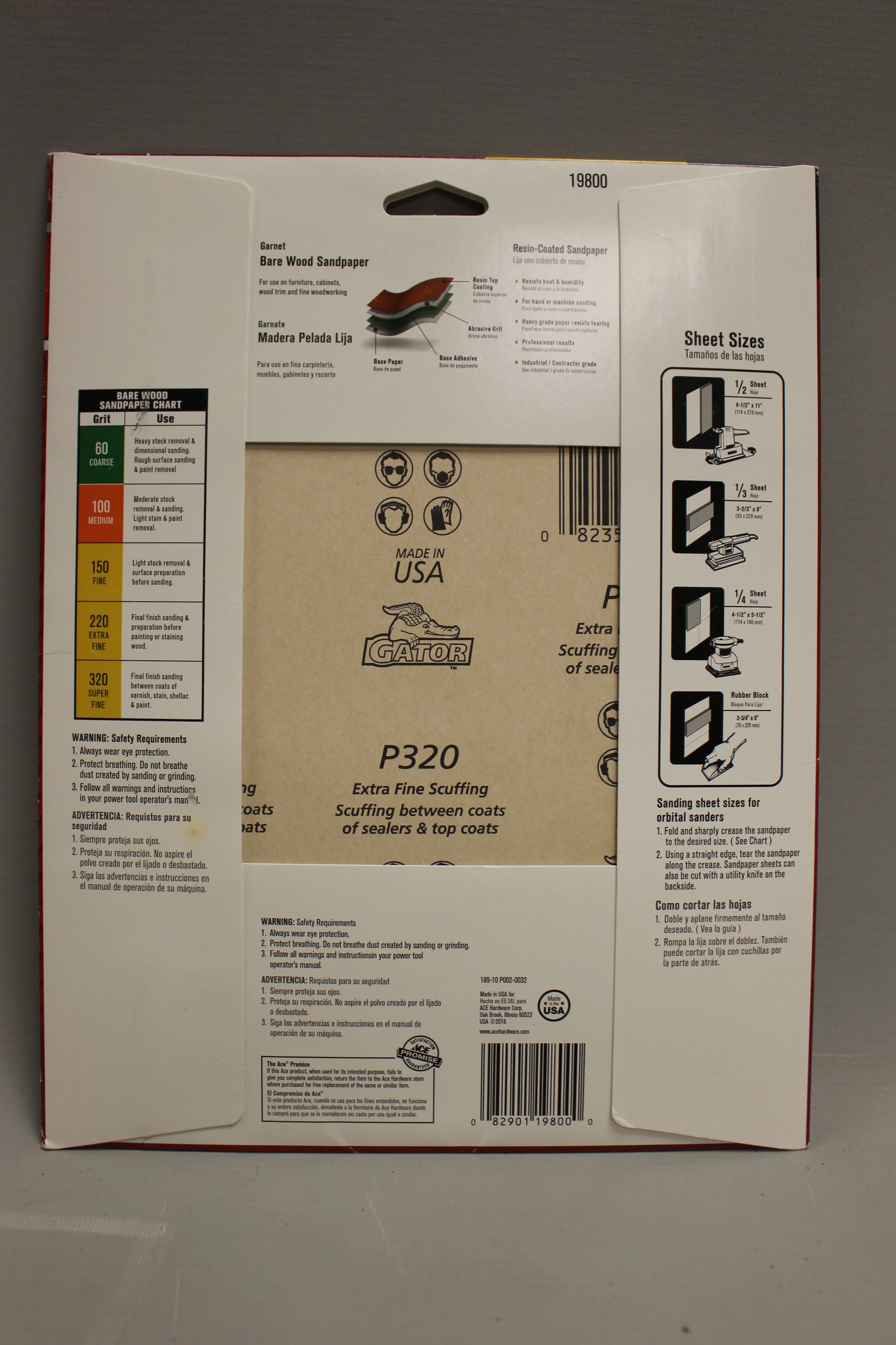 ACE Bare Wood Sandpaper - 320 Super Fine Grit - 9" x 11" - 5 Sheets - NEW - Image 2