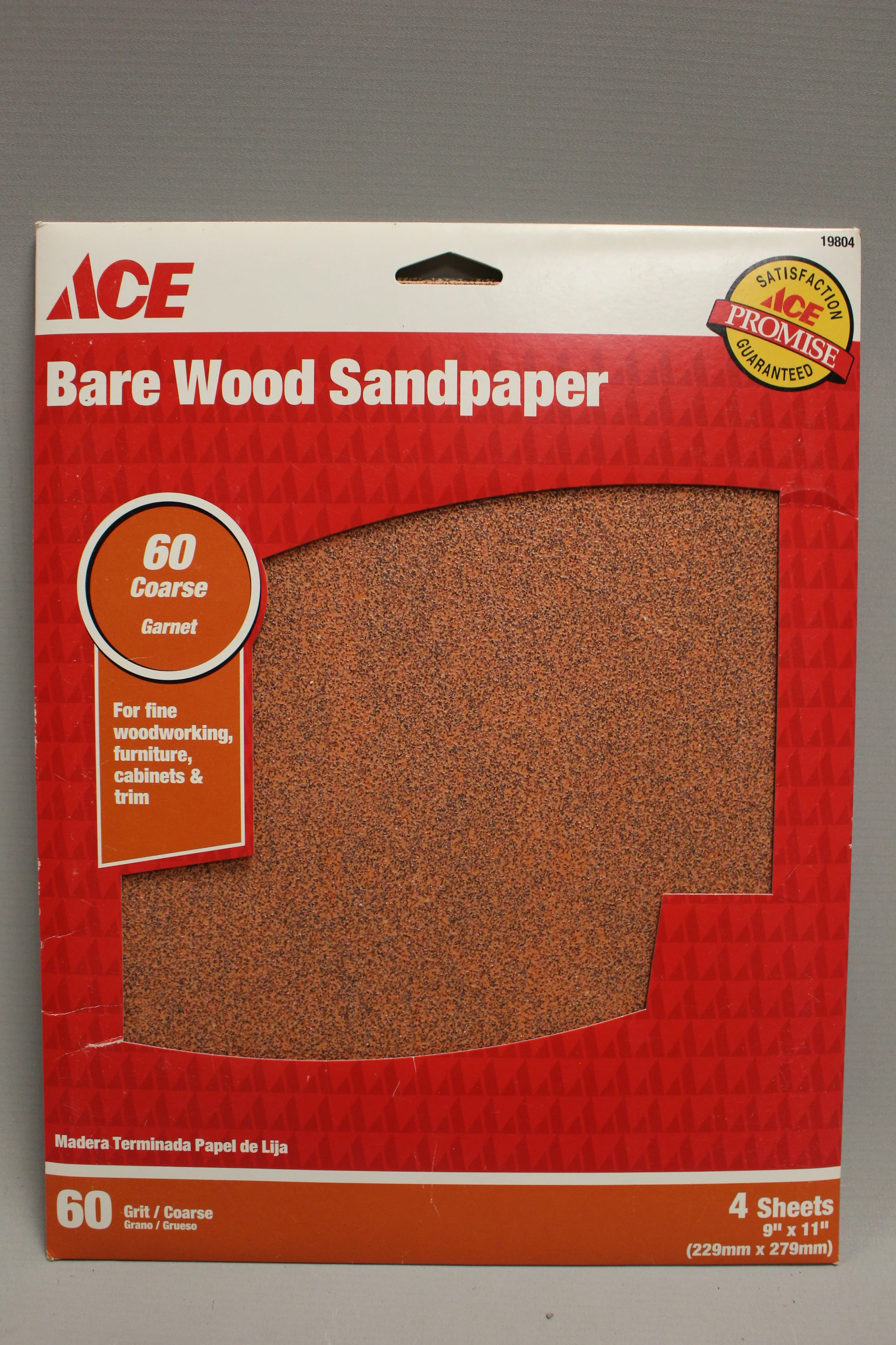 ACE Bare Wood Sandpaper - 60 Course Grit - 9" x 11" - NEW