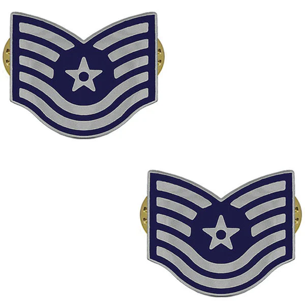 Air Force Technical Sergeant Metal Chevron Pins - E-6 - Set of 2 - New