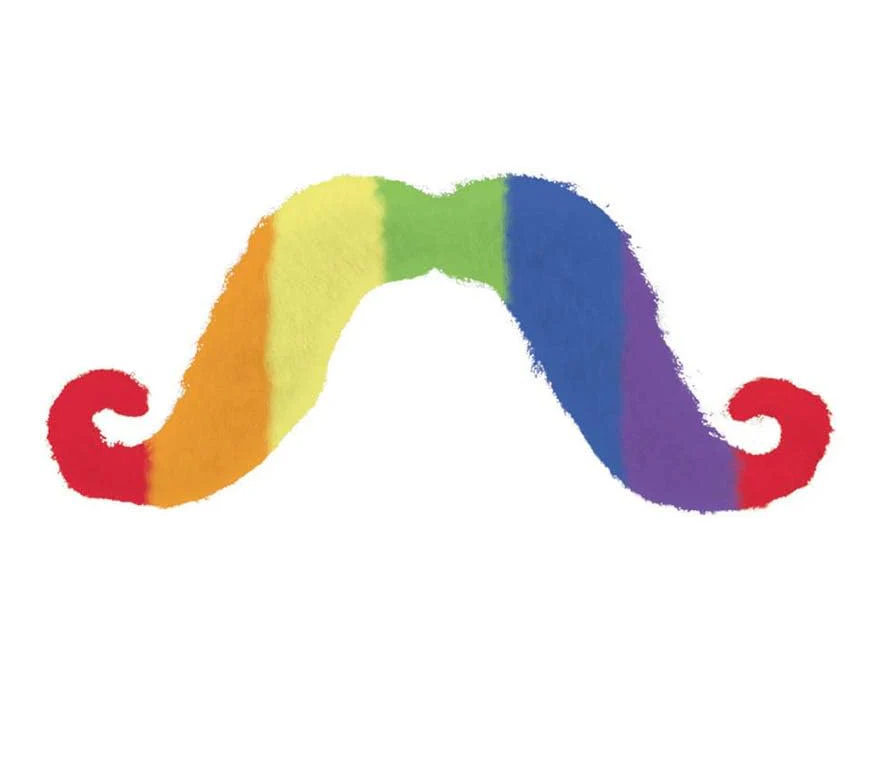 Amscan Party Ready Team Spirit Rainbow Moustache Accessory - 2" x 5" - New