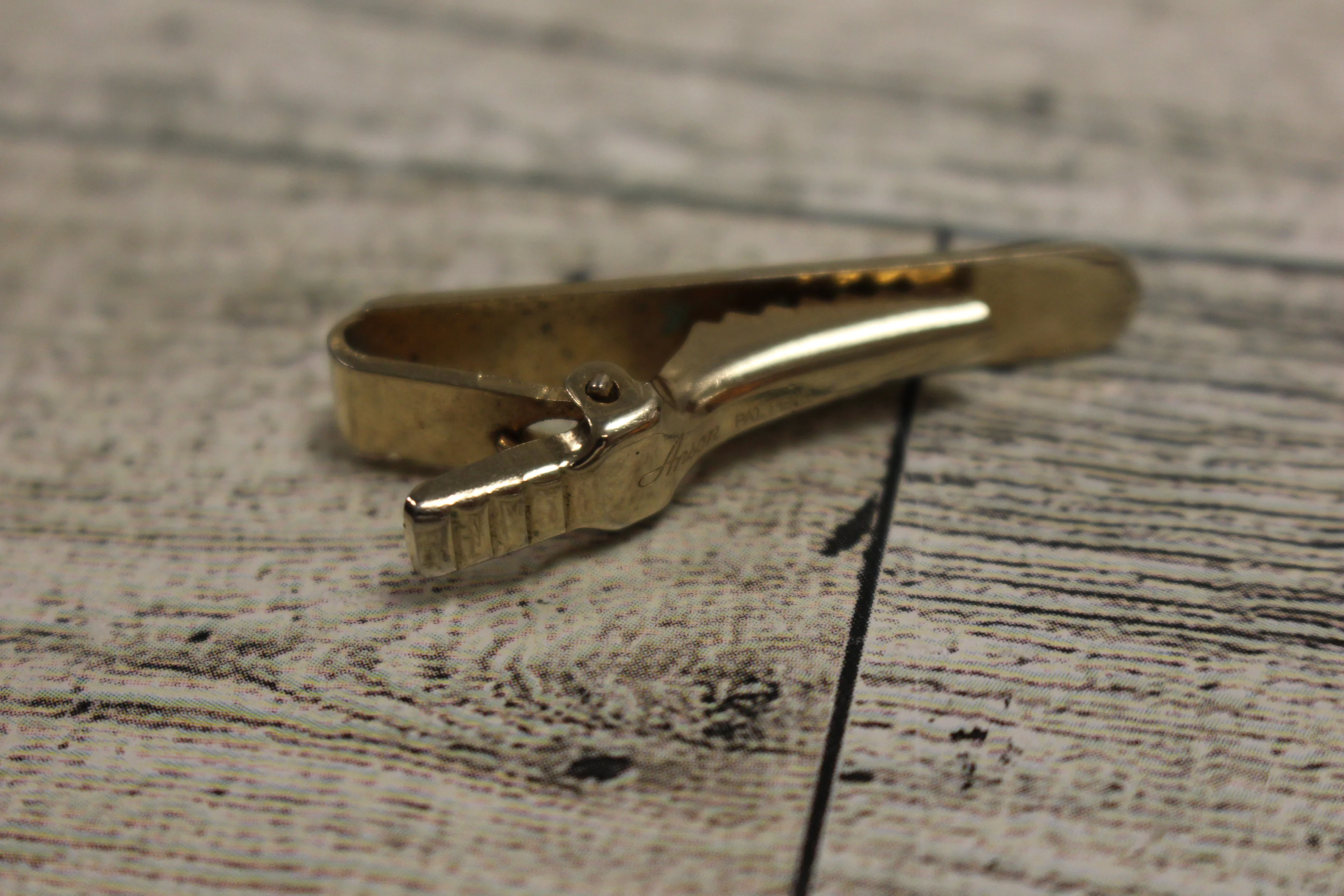 Anson Gold Plated Tie Clip With Clear Stone - Used - Image 2