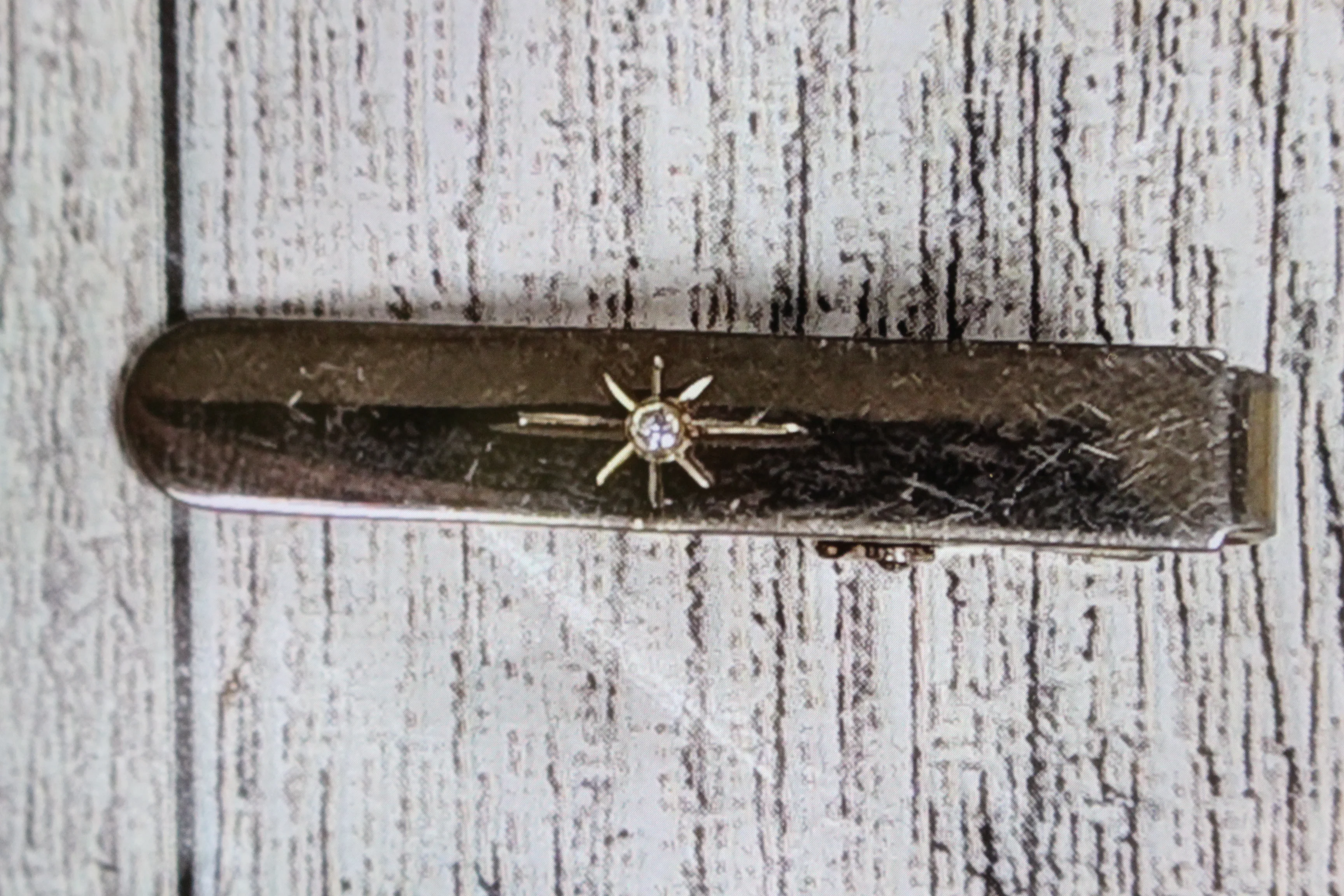 Anson Gold Plated Tie Clip With Clear Stone - Used - Image 3
