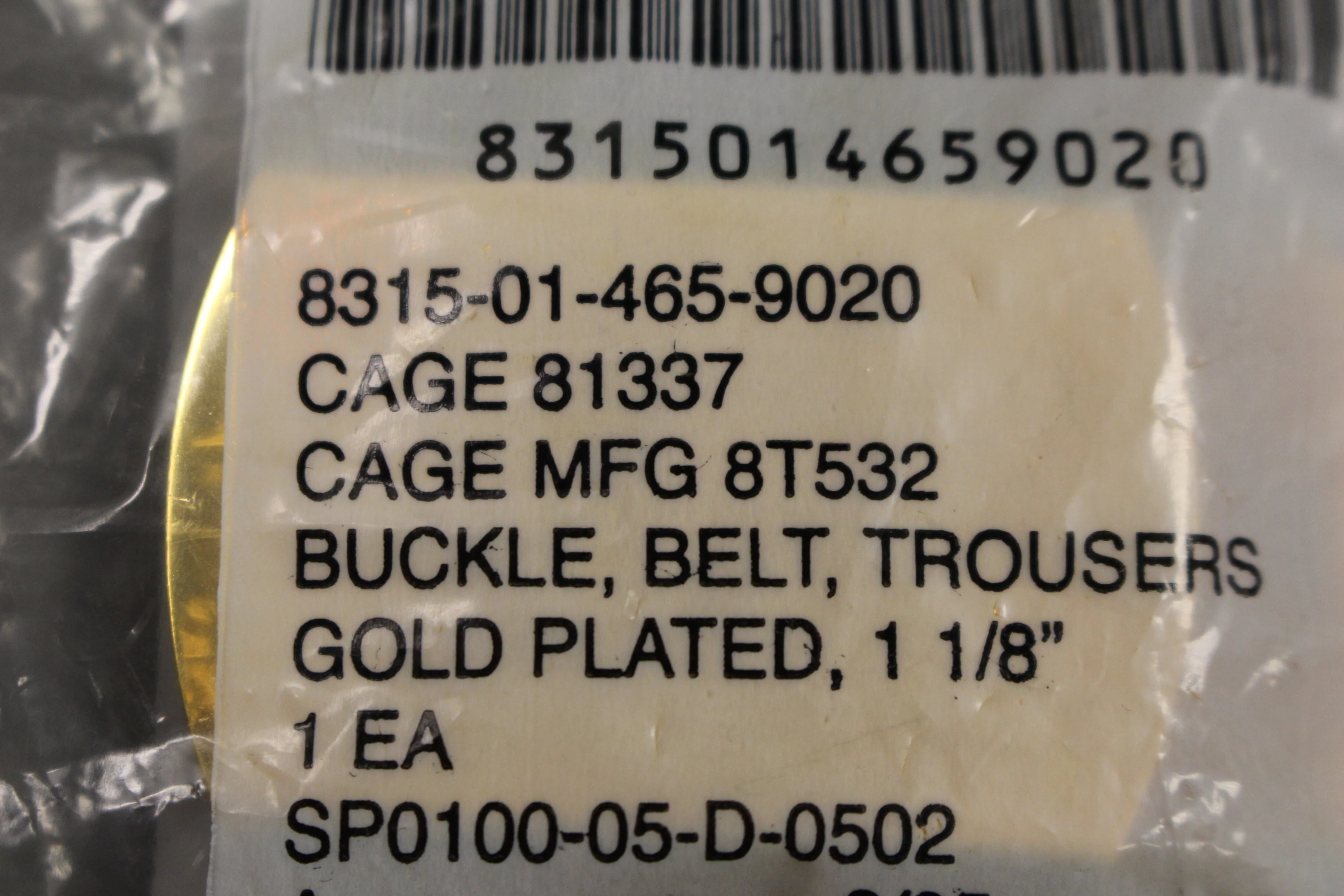 Army Gold Plated Brass Trouser Belt Buckle - 1-1/8" - 8315-01-465-9020 - New - Image 2