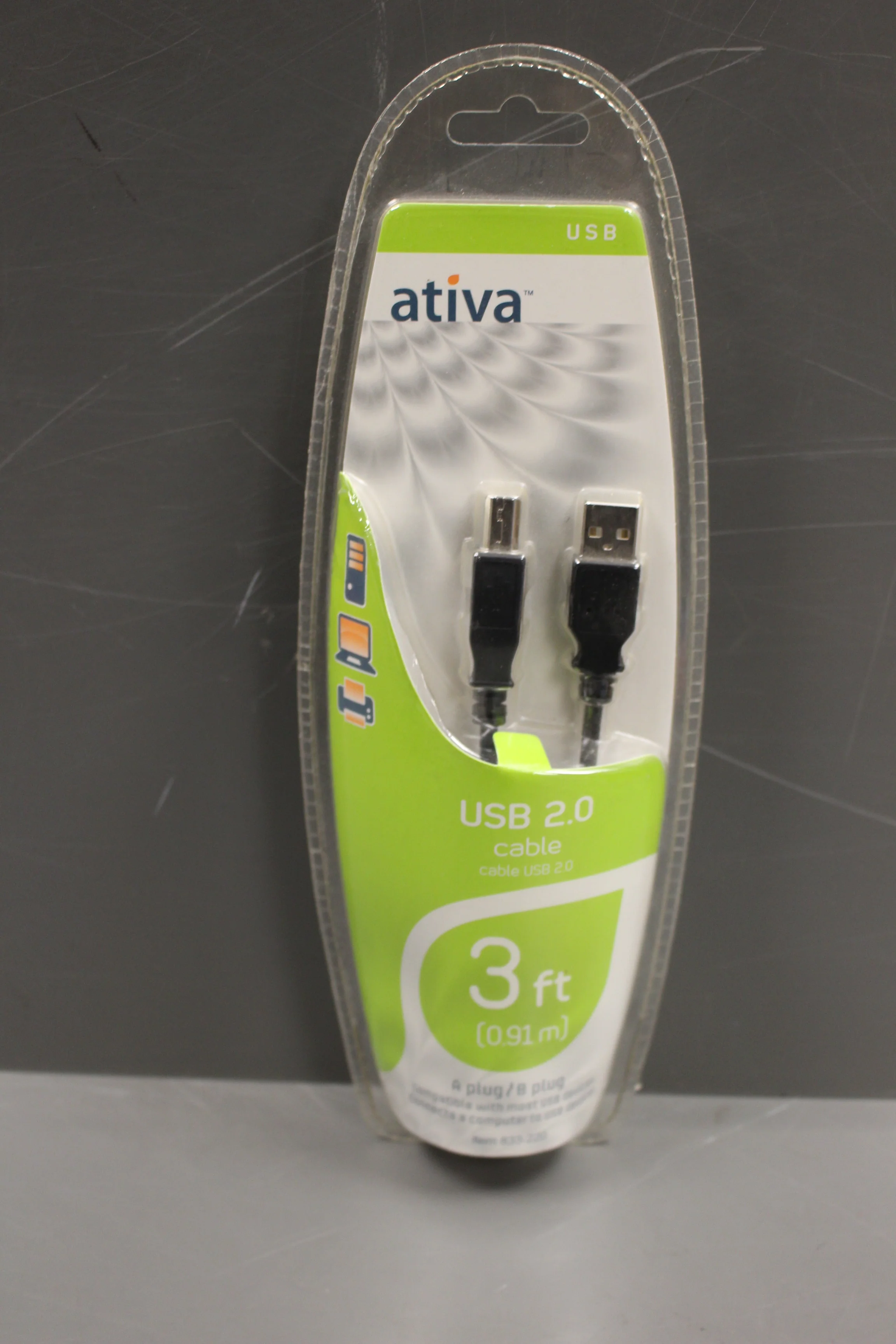 Ativa 2.0 USB Cable, 3 Foot, New!
