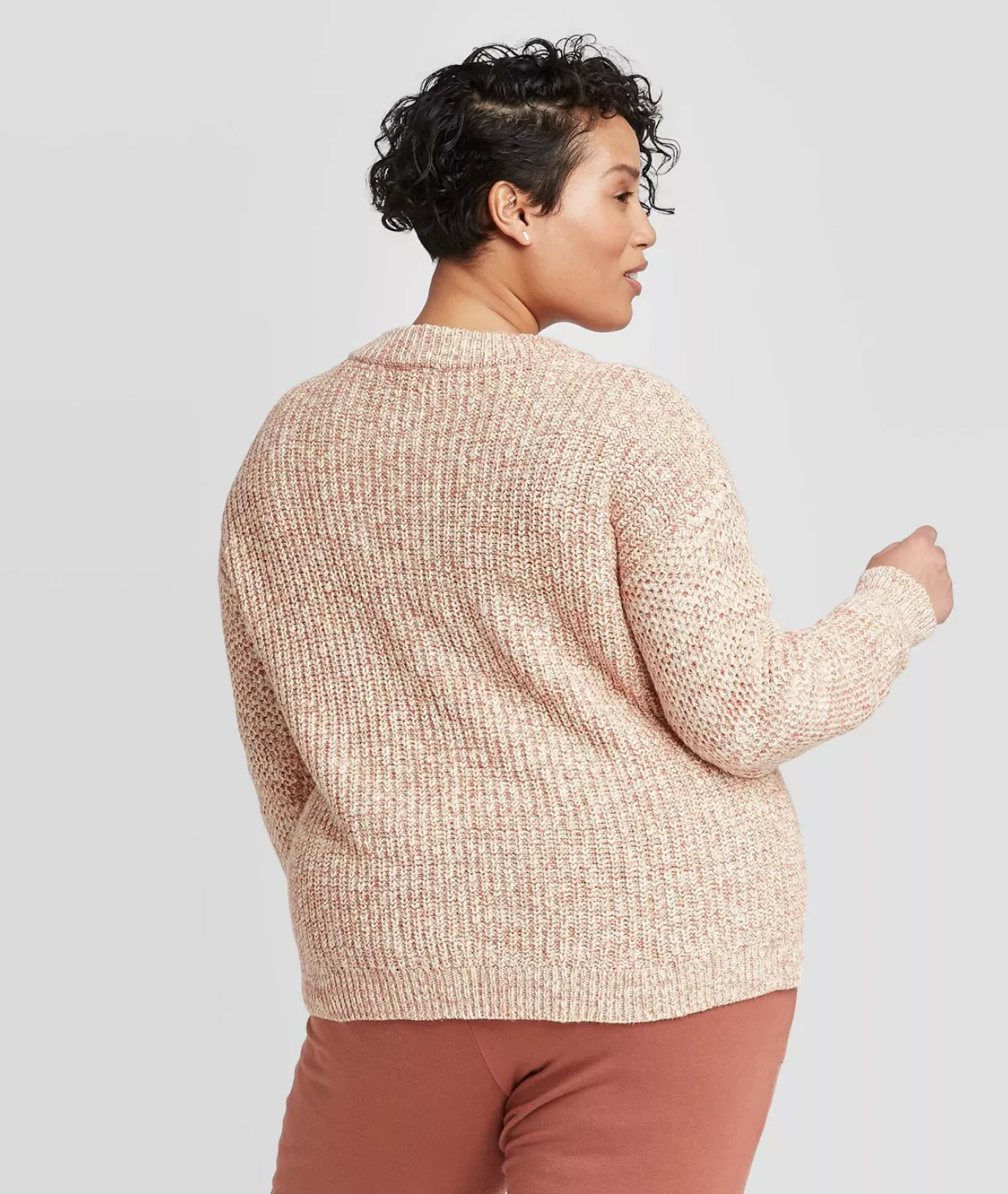 Ava & Viv Women's Plus Size Crewneck Pink Multi Texture Pullover Sweater - 1X - New - Image 2