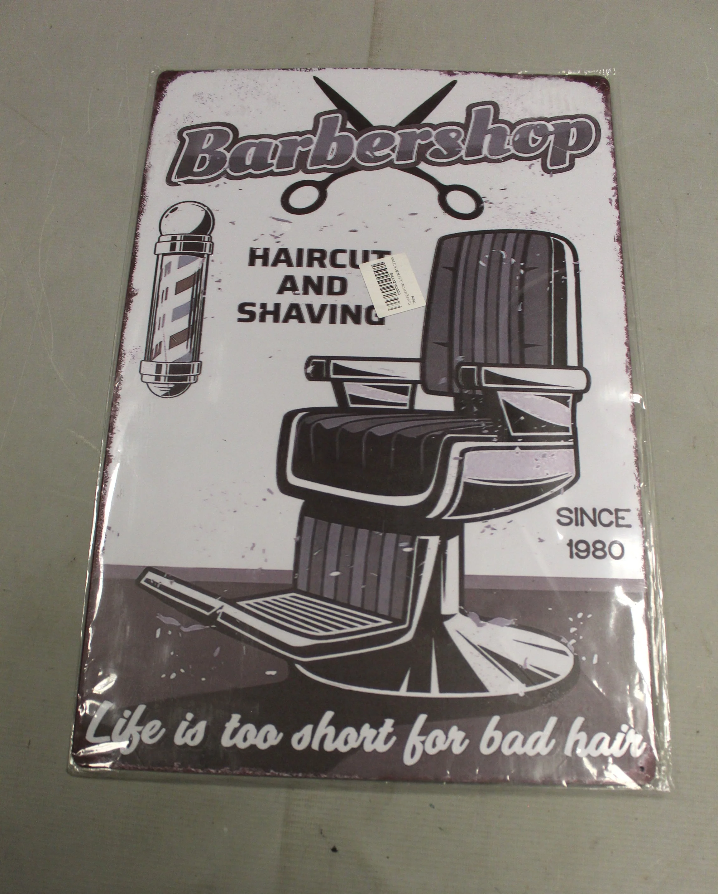 Barbershop Life Is Too Short For Bad Hair Metal Sign - 12" x 18" - New