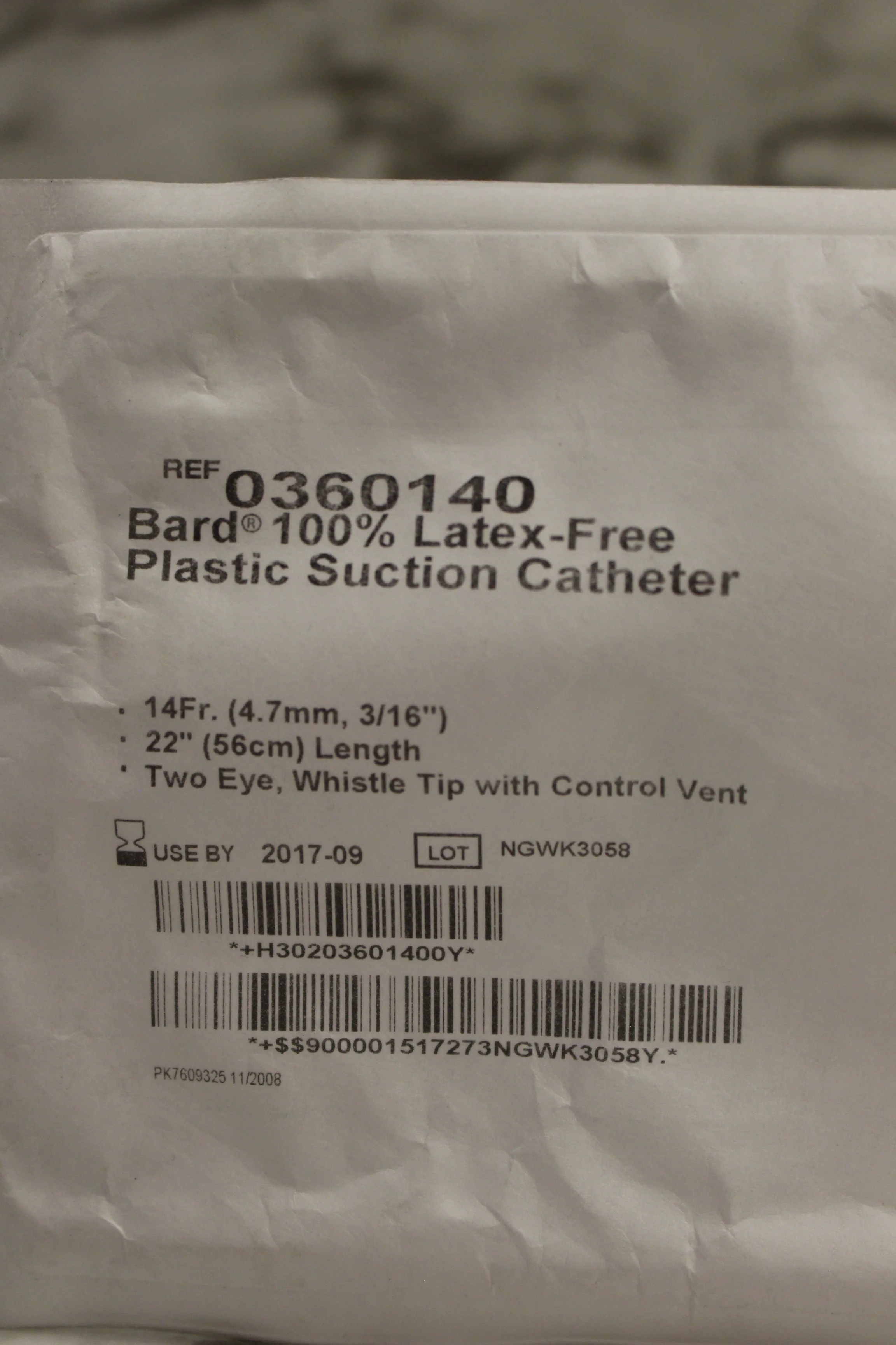 Bard 100% Latex-Free Plastic Suction Catheter - 22" - New - Image 3