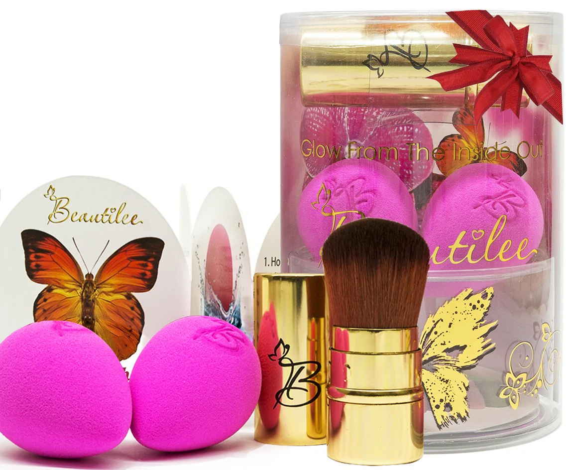 Beautilee Makeup Blending: Blend Like a Pro with This 3 Piece Beauty Kit - Gold - Image 2