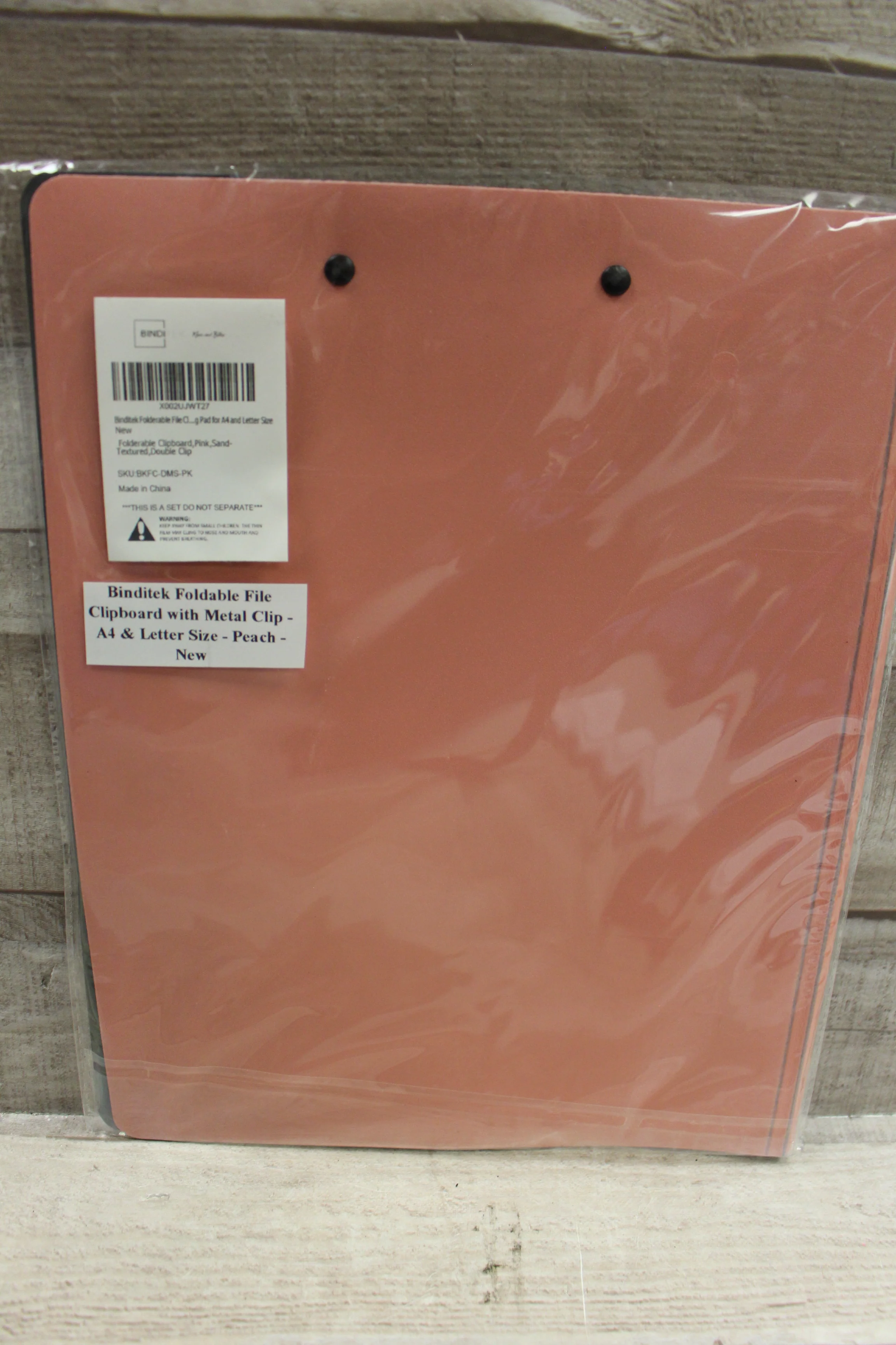 Binditek Foldable File Clipboard With Metal Clip A4 Letter Size -Peach -New - Image 2