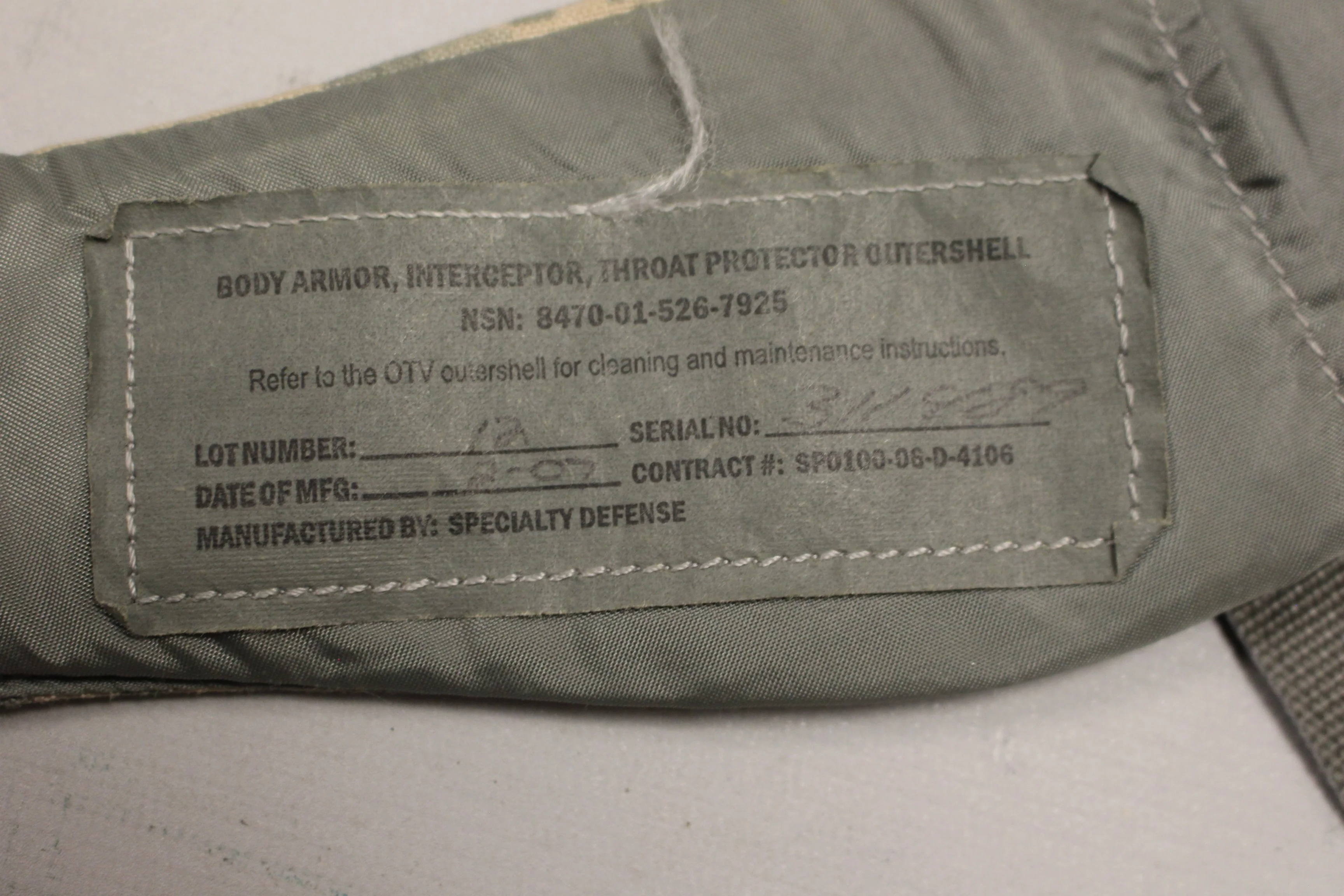 Body Armor ACU Interceptor Throat Protector with Inserts - 8470-01-526-7933 - Used - Image 3