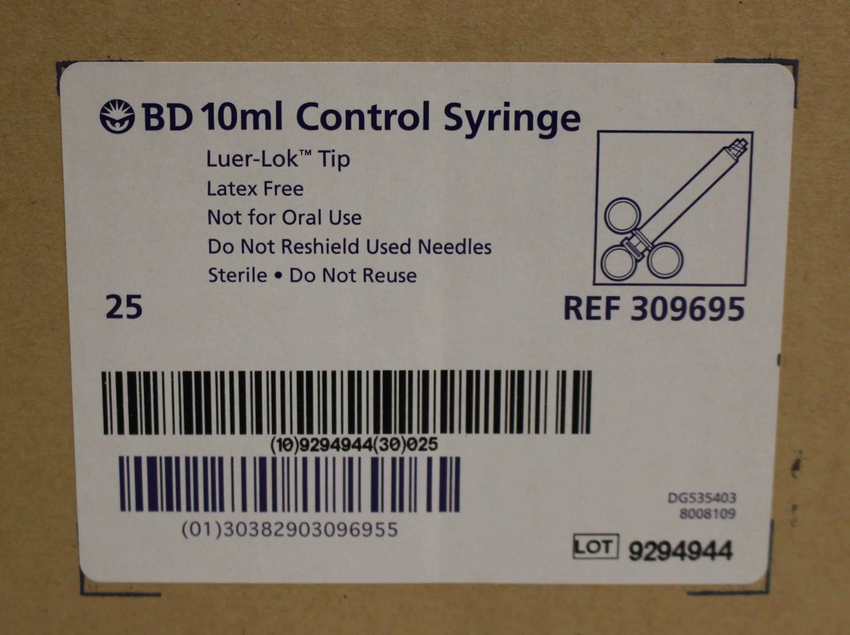 Box of 100 - BD 10mL Control Hypodermic Syringe, Luer-Lok, New - Image 4