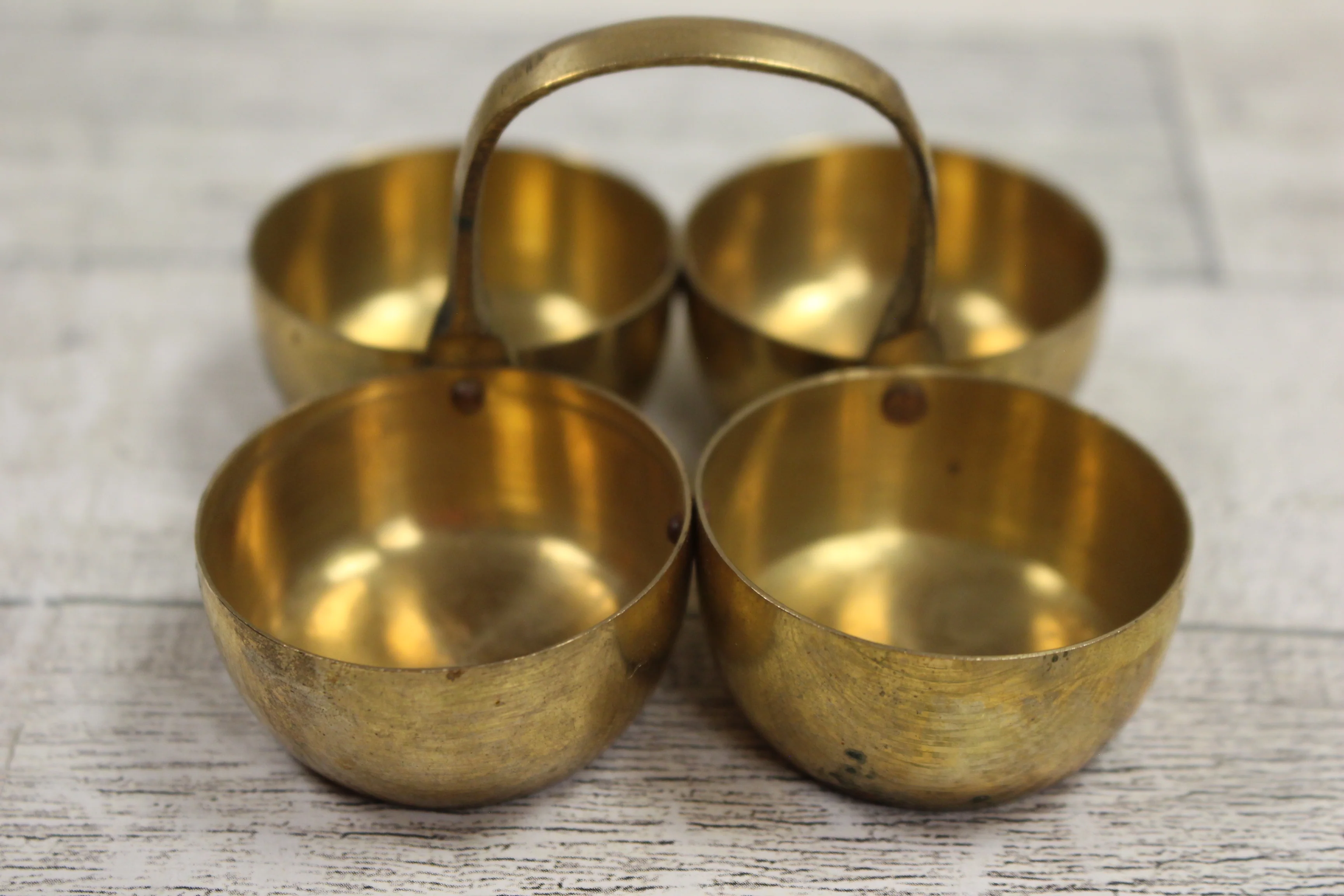 Brass Chowmukh Haldi 4 Bowl Holder - Used - Image 8
