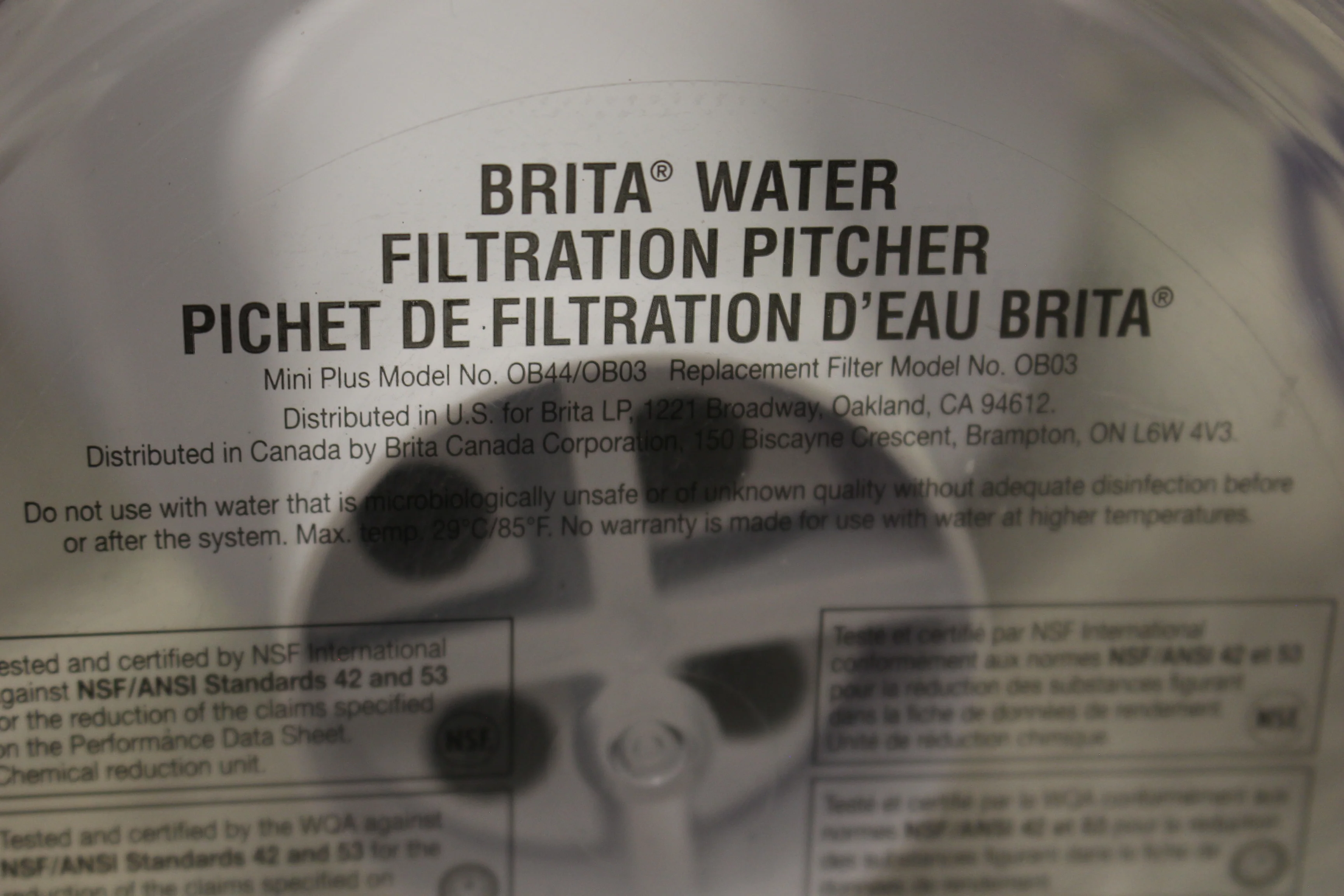 Brita Water Filtration Pitcher -Mini Plus Model 0844/0803 - Used - Image 8