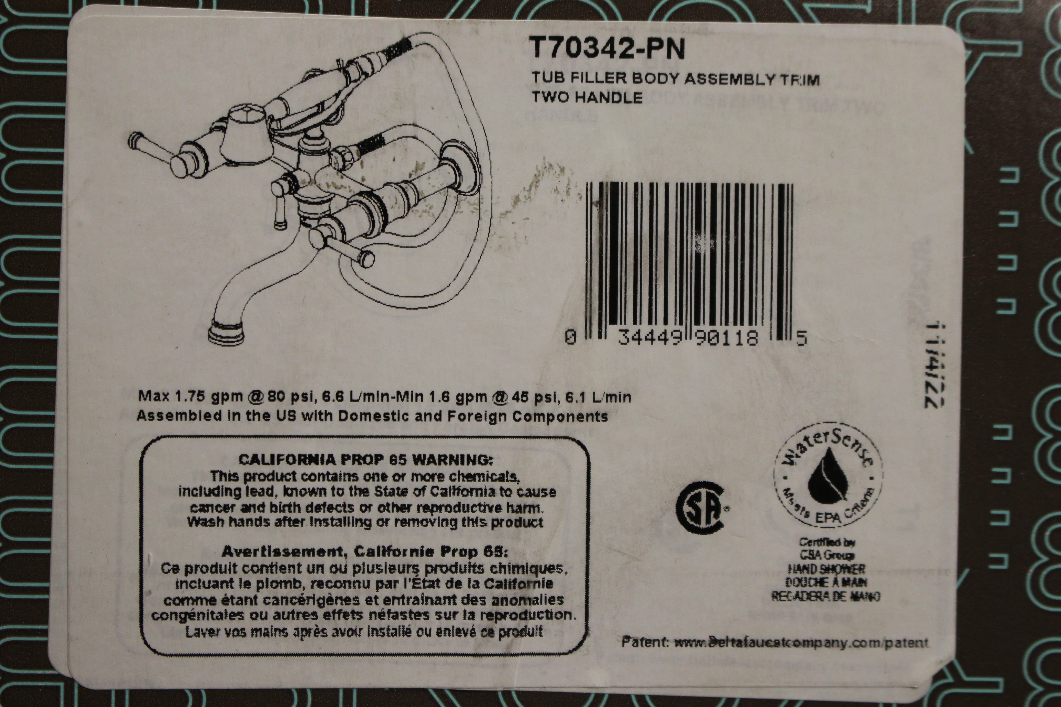 BrizoT70342-PN Atavis Two Handle Tub Filler Trim Kit with Hand Shower - Image 4