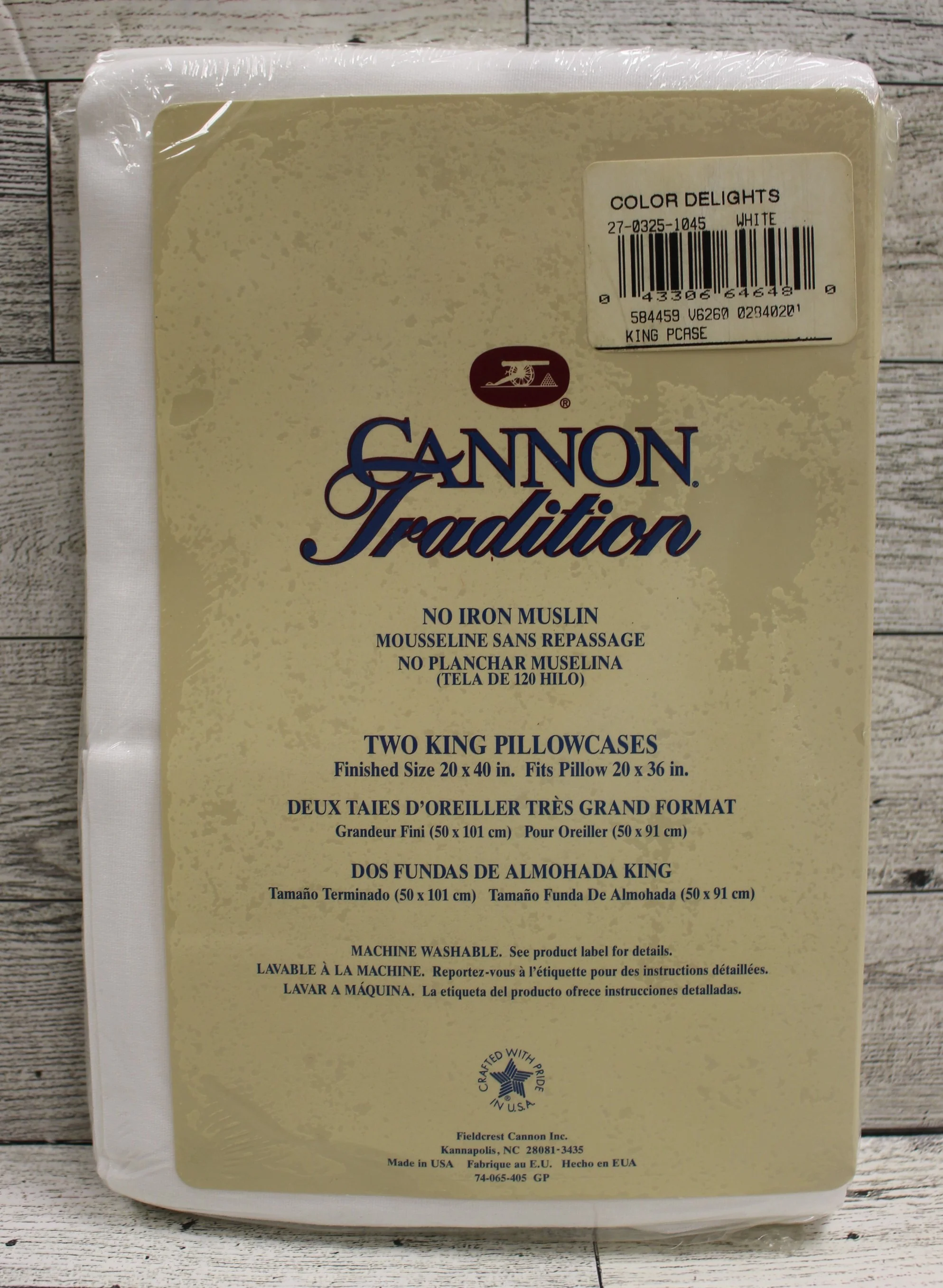 Cannon Tradition Pack of 2 King Pillowcases - No Iron Muslin - White - New - Image 2