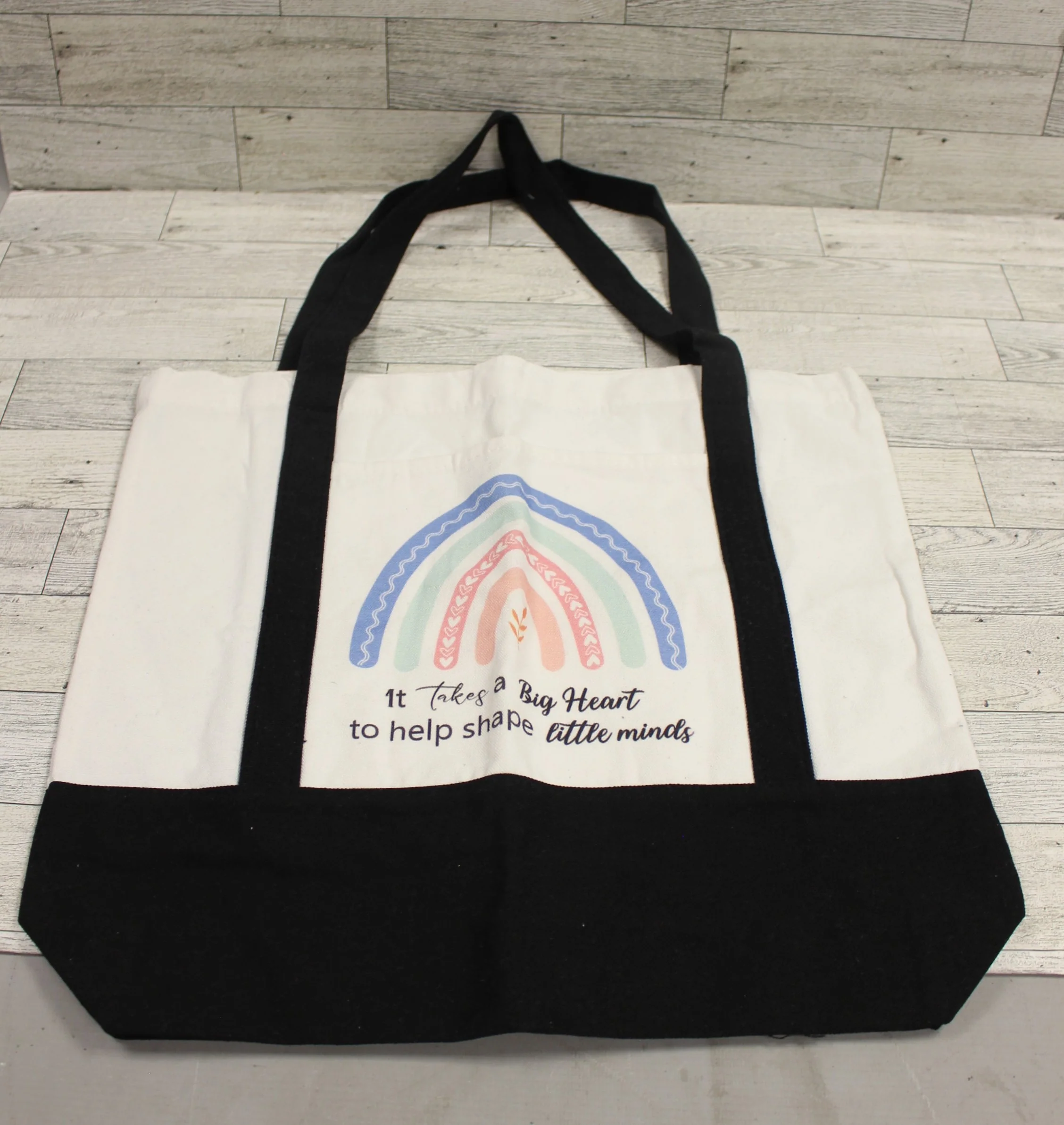 Canvas Tote for Teachers - "It takes a Big Heart to Shape Little Minds" - New