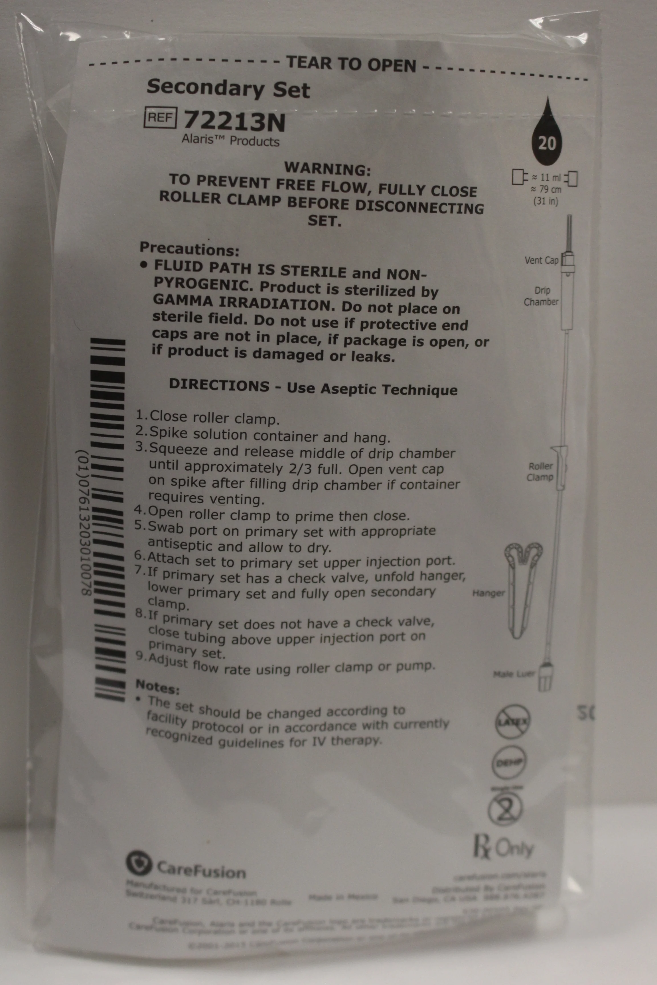 Cardinal Health Tubing Secondary Set, 72213N, EXP 2020, New - Image 2