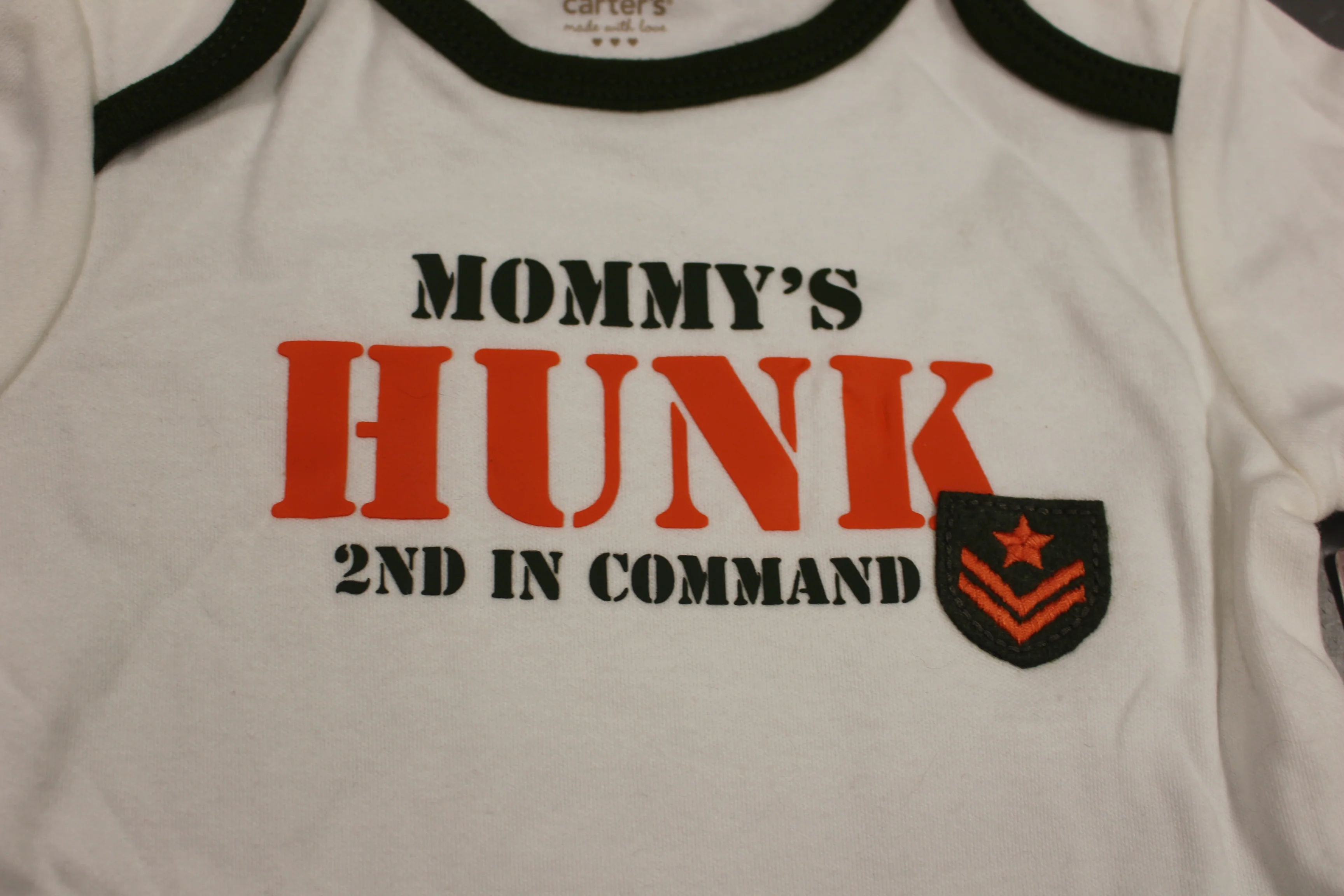 Carter's Baby Bodysuit, Size: 9 month, Mommy's Hunk 2nd In Command, New - Image 2