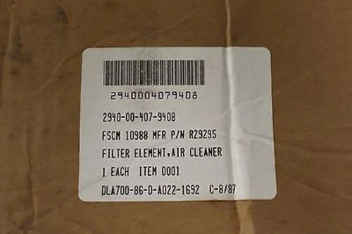 Case Air Cleaner Filter Element, P/N: R29295, 2940-00-407-9408, New - Image 3