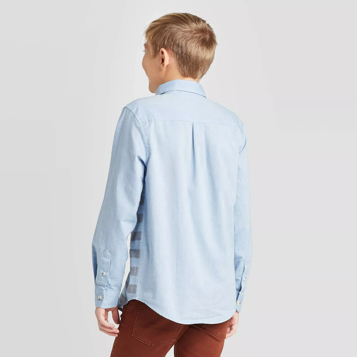 Cat & Jack Boys' Long Sleeve Striped Button-Down Shirt - Light Blue/Gray - XSmall (4/5) - New - Image 2