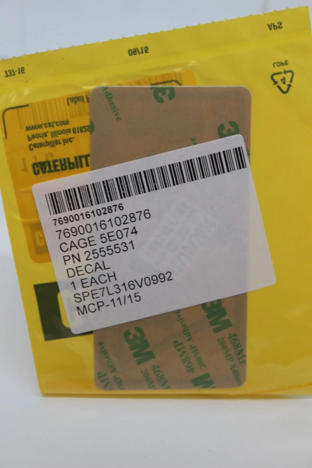 Caterpillar Warning Crush 255-5531, Film-Warn Cr, 7690-01-610-2876, New - Image 3