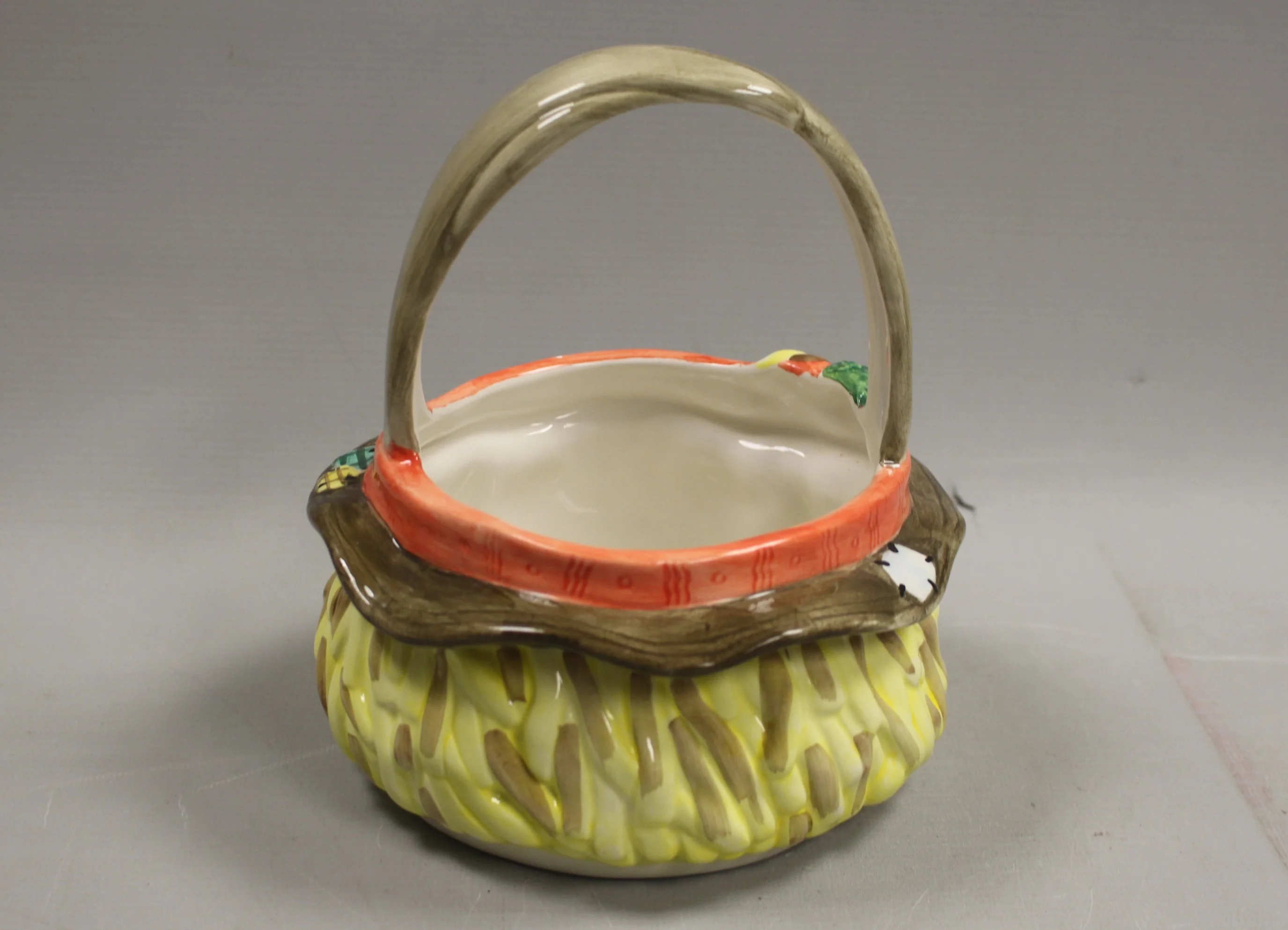 Ceramic Scarecrow Basket Bowl with Handle - Fall Thanksgiving - Used - Image 2