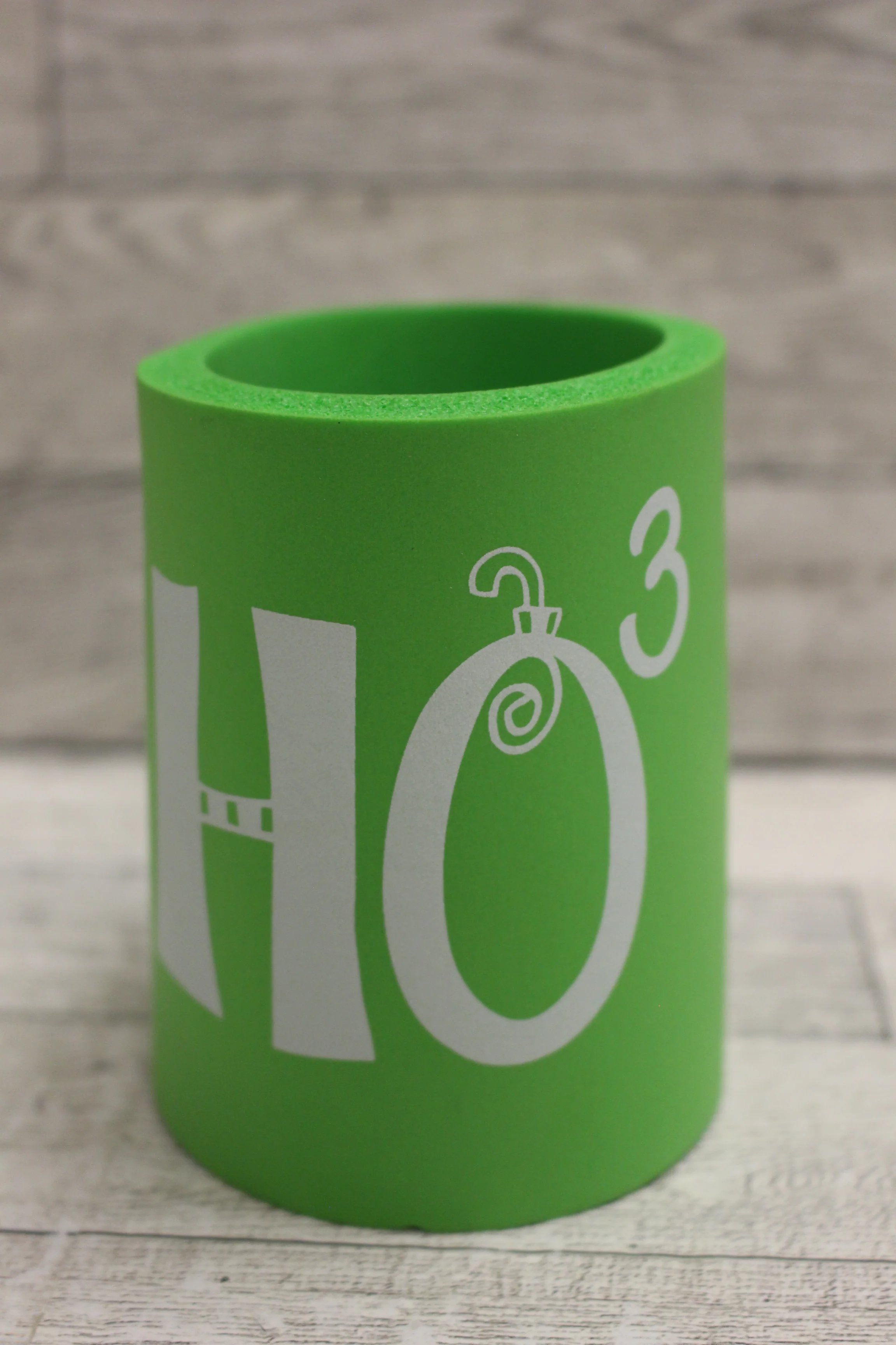 Christmas HO 3 Can Coozie - Lime Green - New - Image 2
