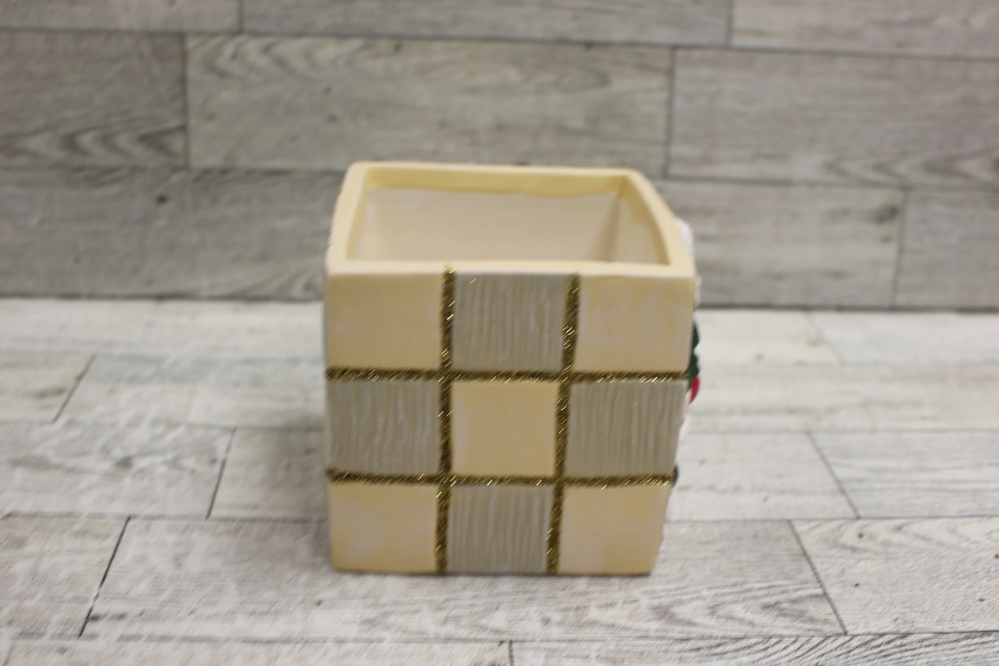 Christmas Santa Ceramic Square Holiday Cube for Candles or Crafts - New - Image 6