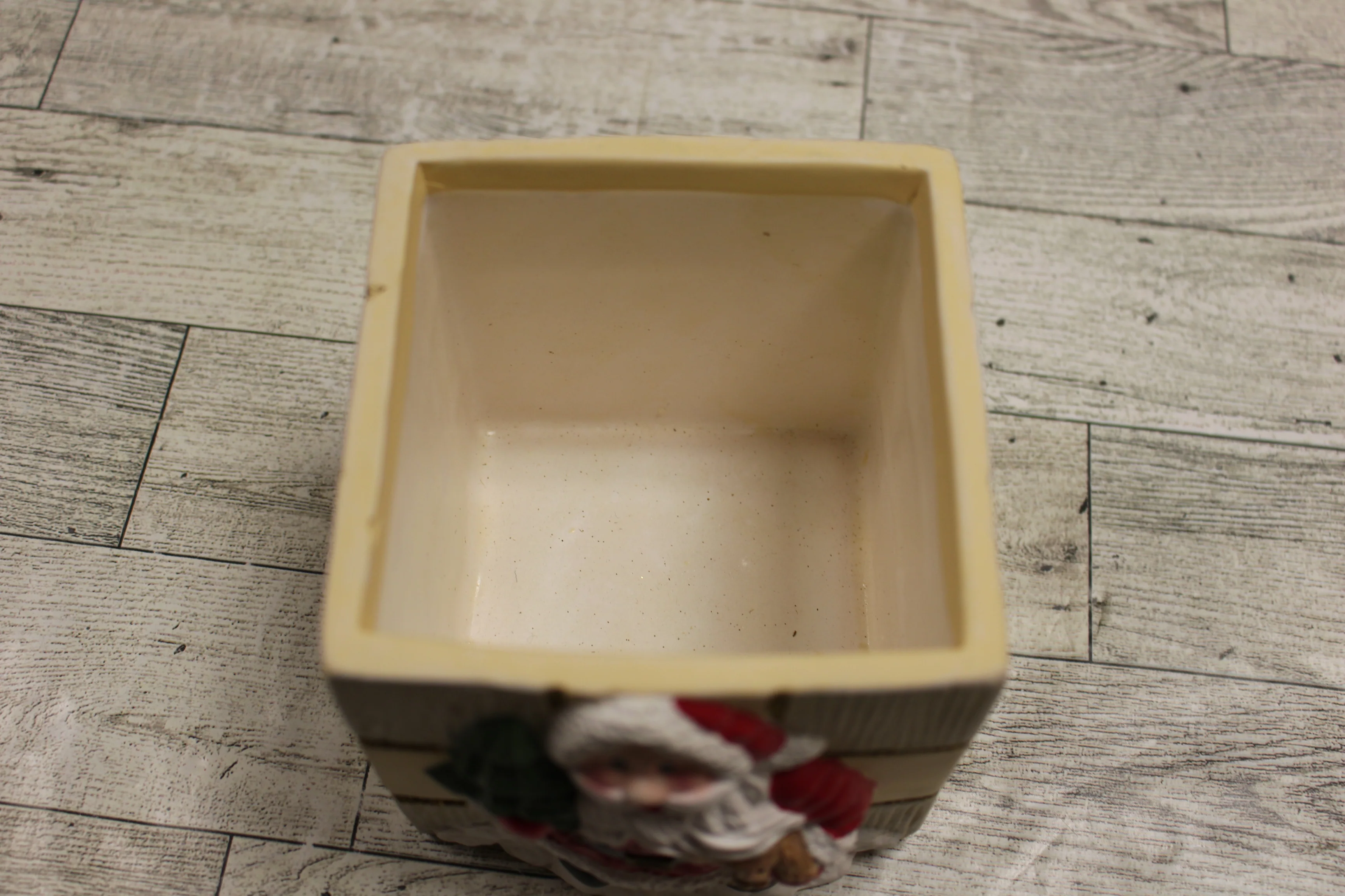 Christmas Santa Ceramic Square Holiday Cube for Candles or Crafts - New - Image 7
