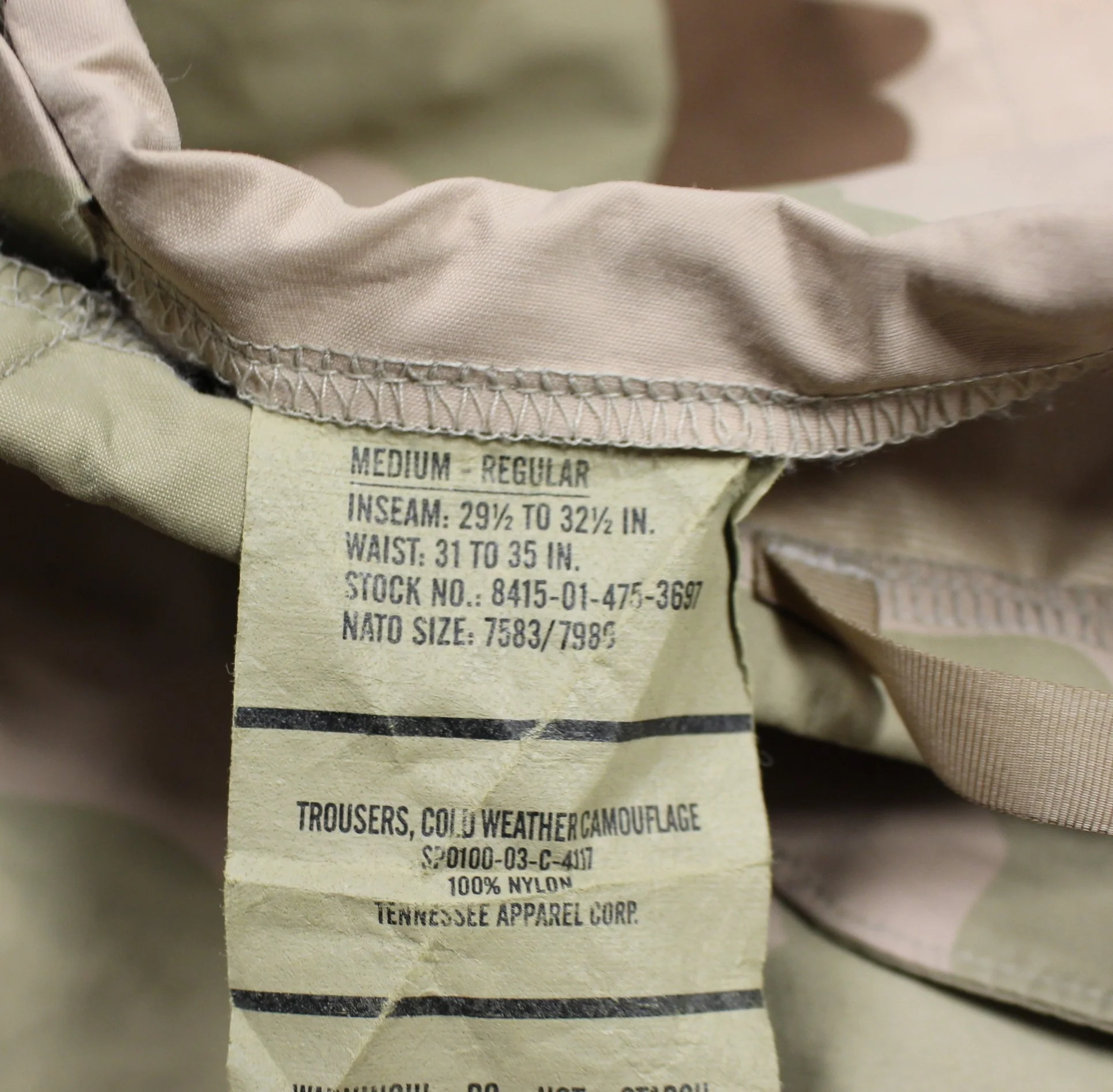 Cold Weather Tri-Desert Trousers - Medium Regular - 8415-01-475-3740 - Used - Image 3