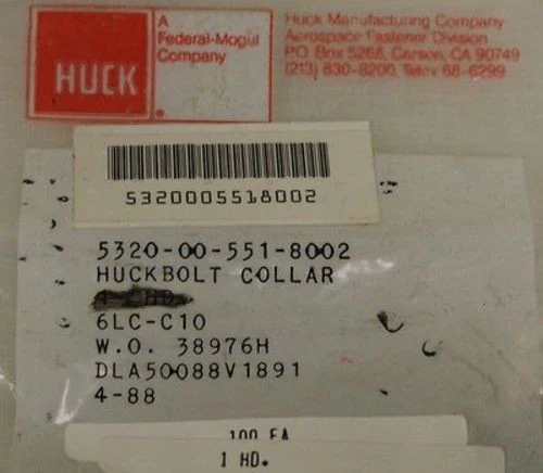 Collar Pin-Rivets, NSN 5320-00-551-8002, P/N 6LC-C10, NEW! - Image 2