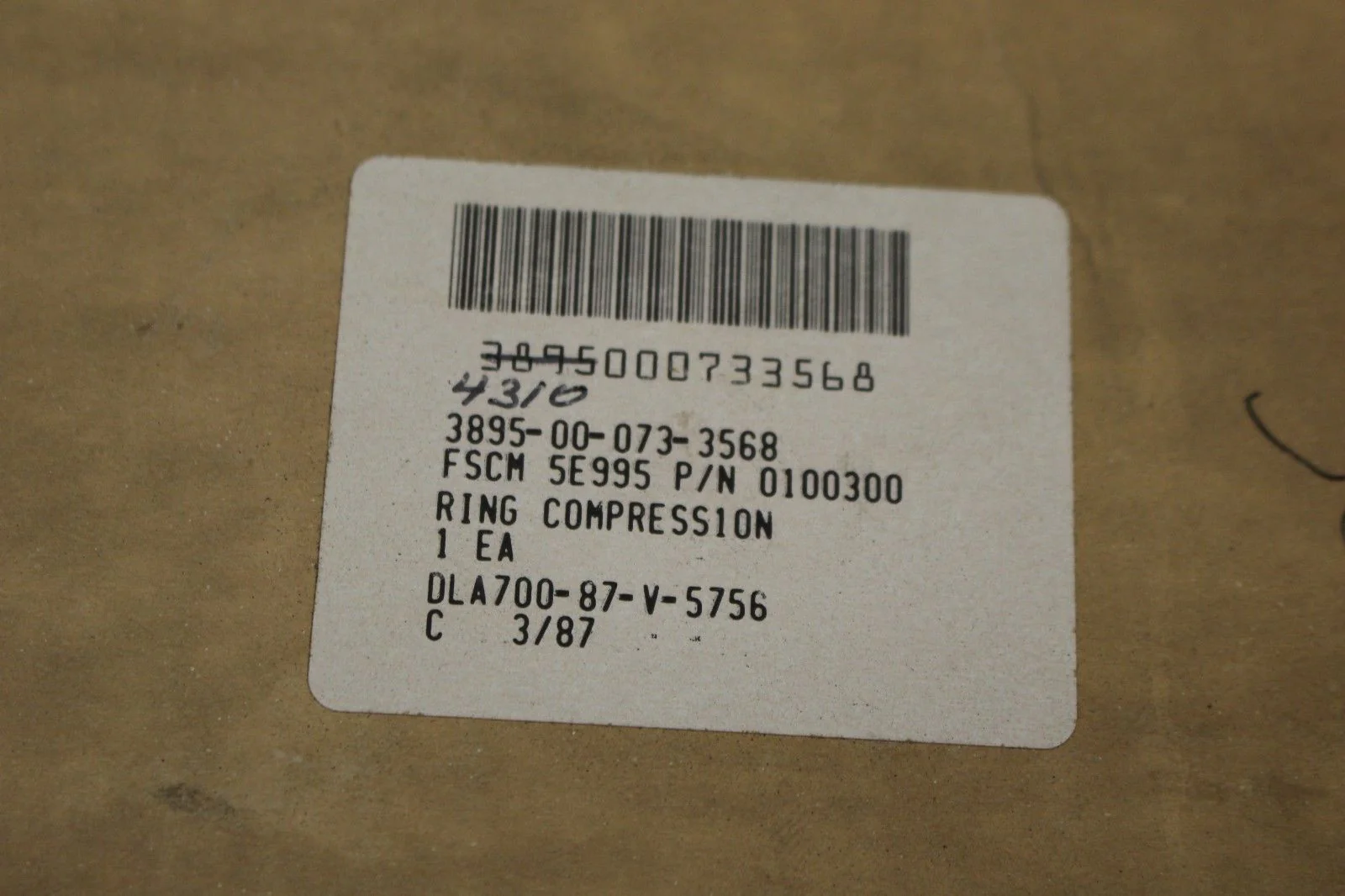 Compression Ring, NSN 4310-00-073-3568, P/N 0100300, NEW! - Image 3