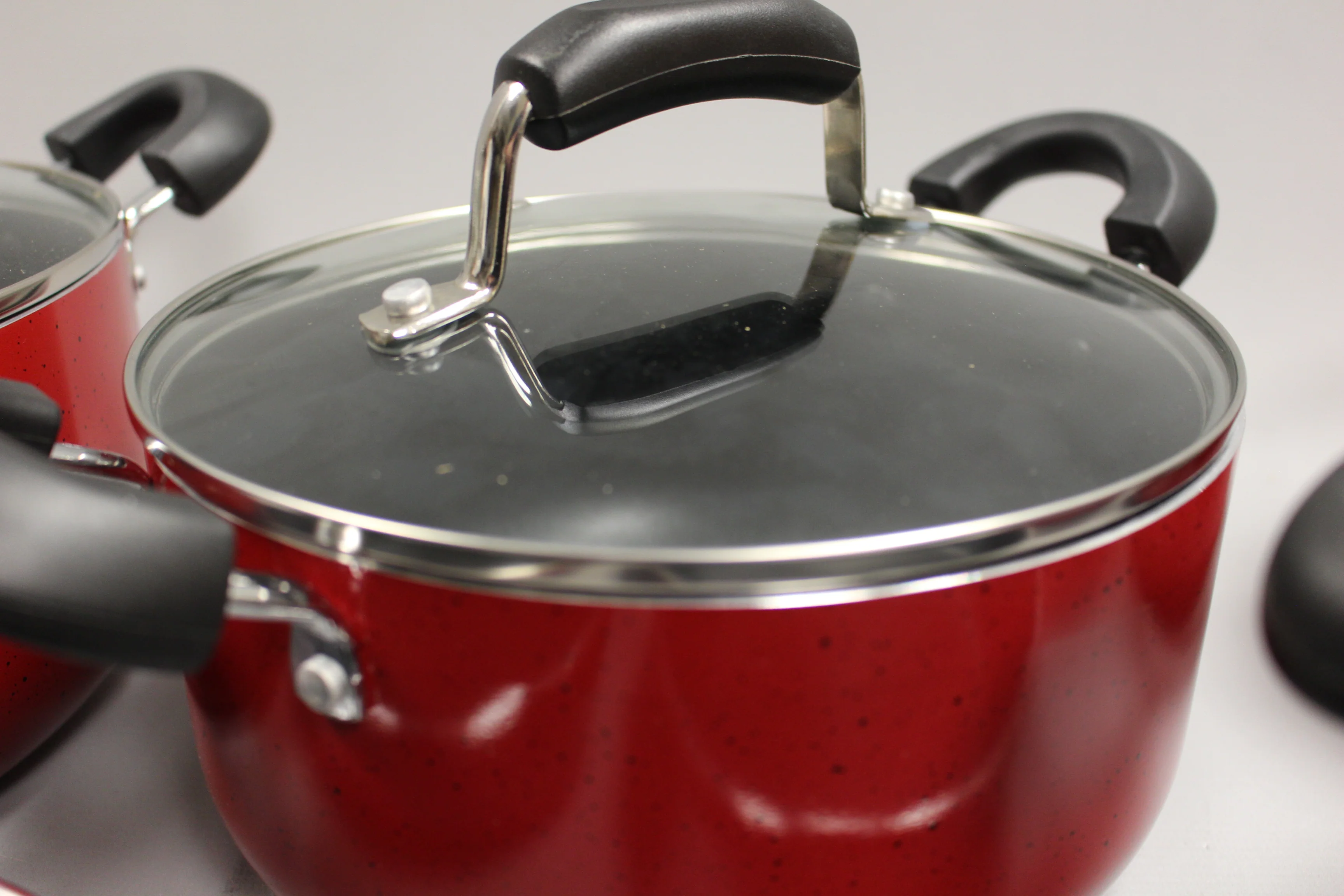 Cook N Home 12 Piece Nonstick Cookware Set - Marble Red - New - Image 3