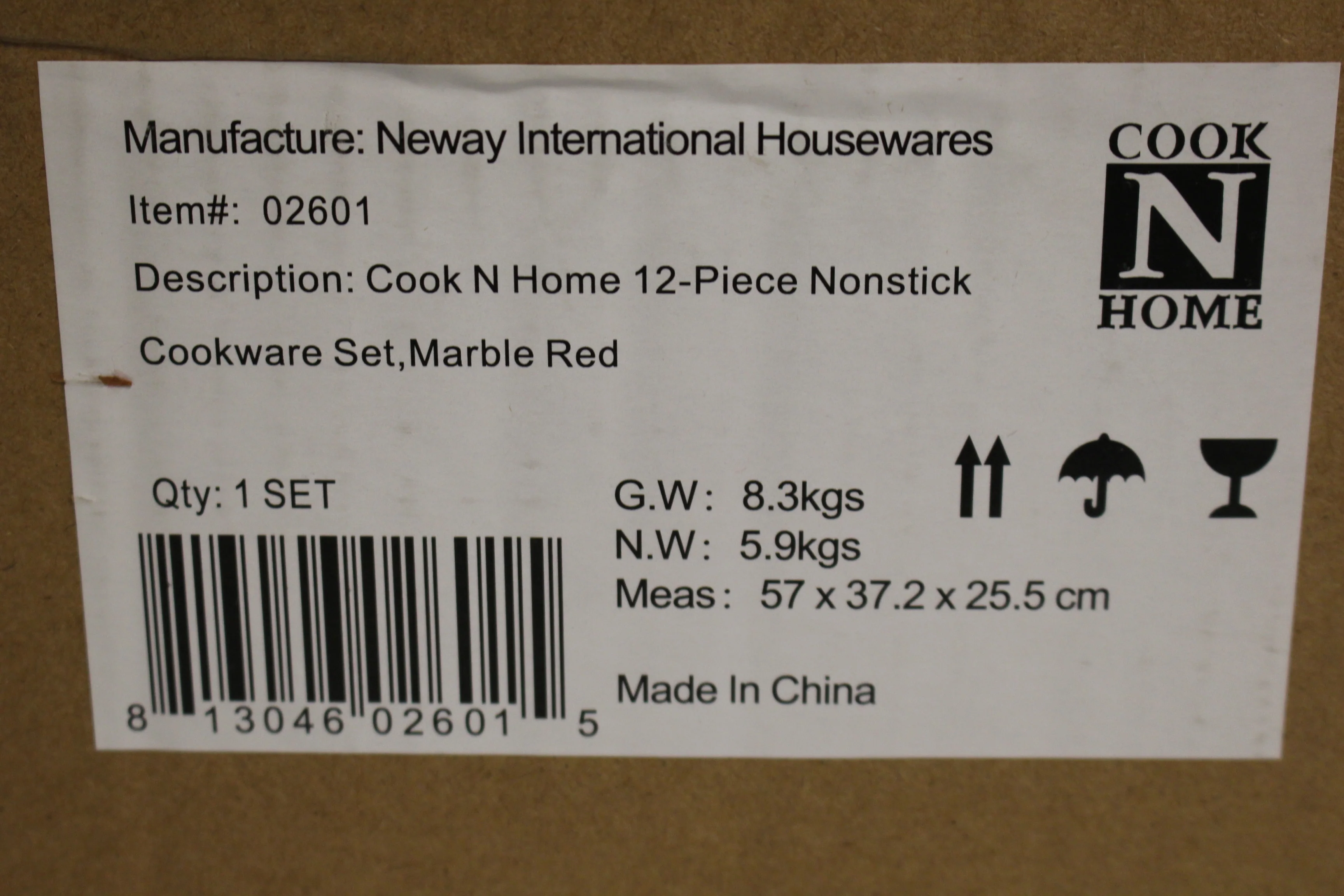 Cook N Home 12 Piece Nonstick Cookware Set - Marble Red - New - Image 5