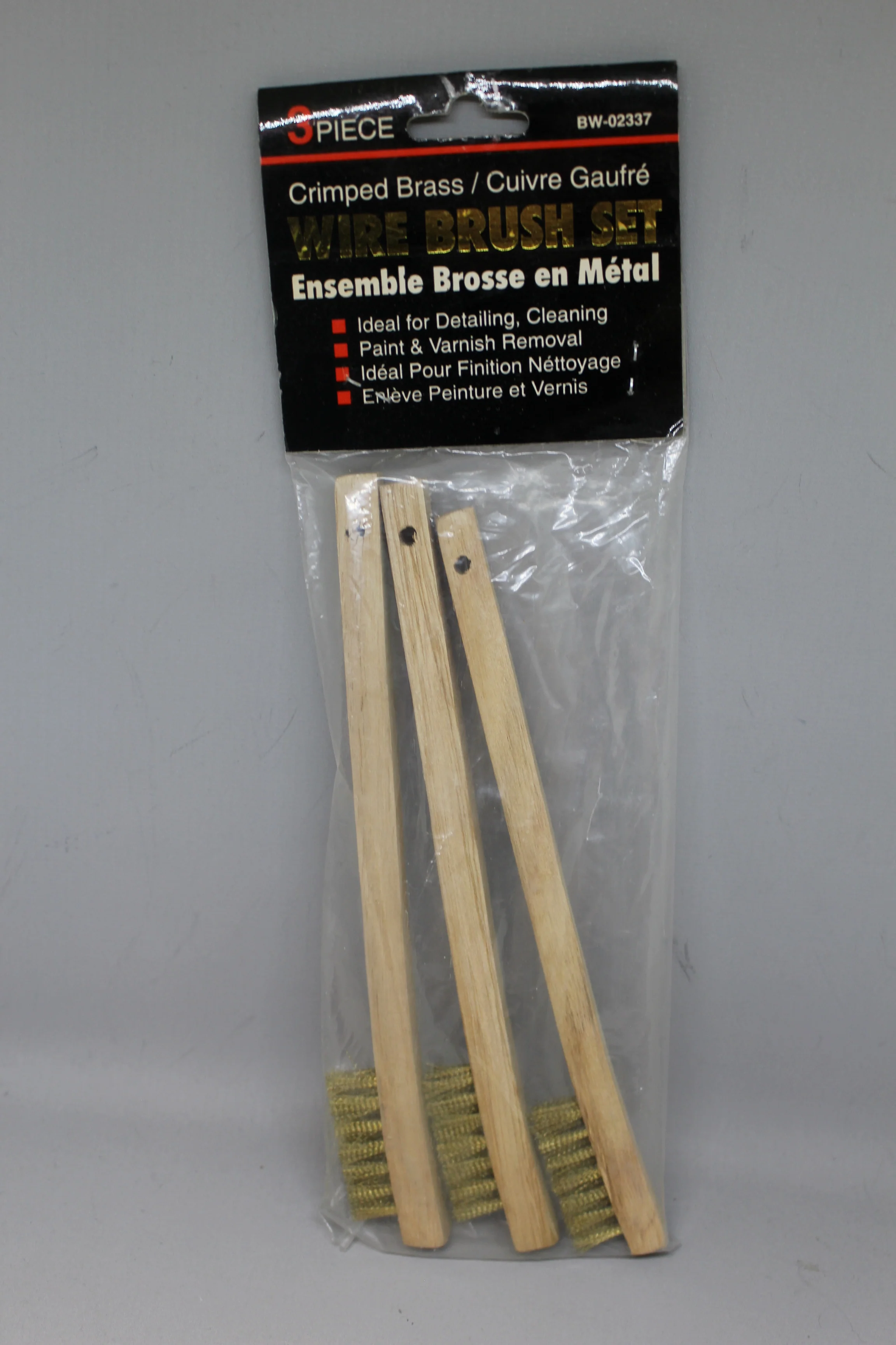 Crimped Brass Wire Brush Set - 3 Piece - BW-02337 - New