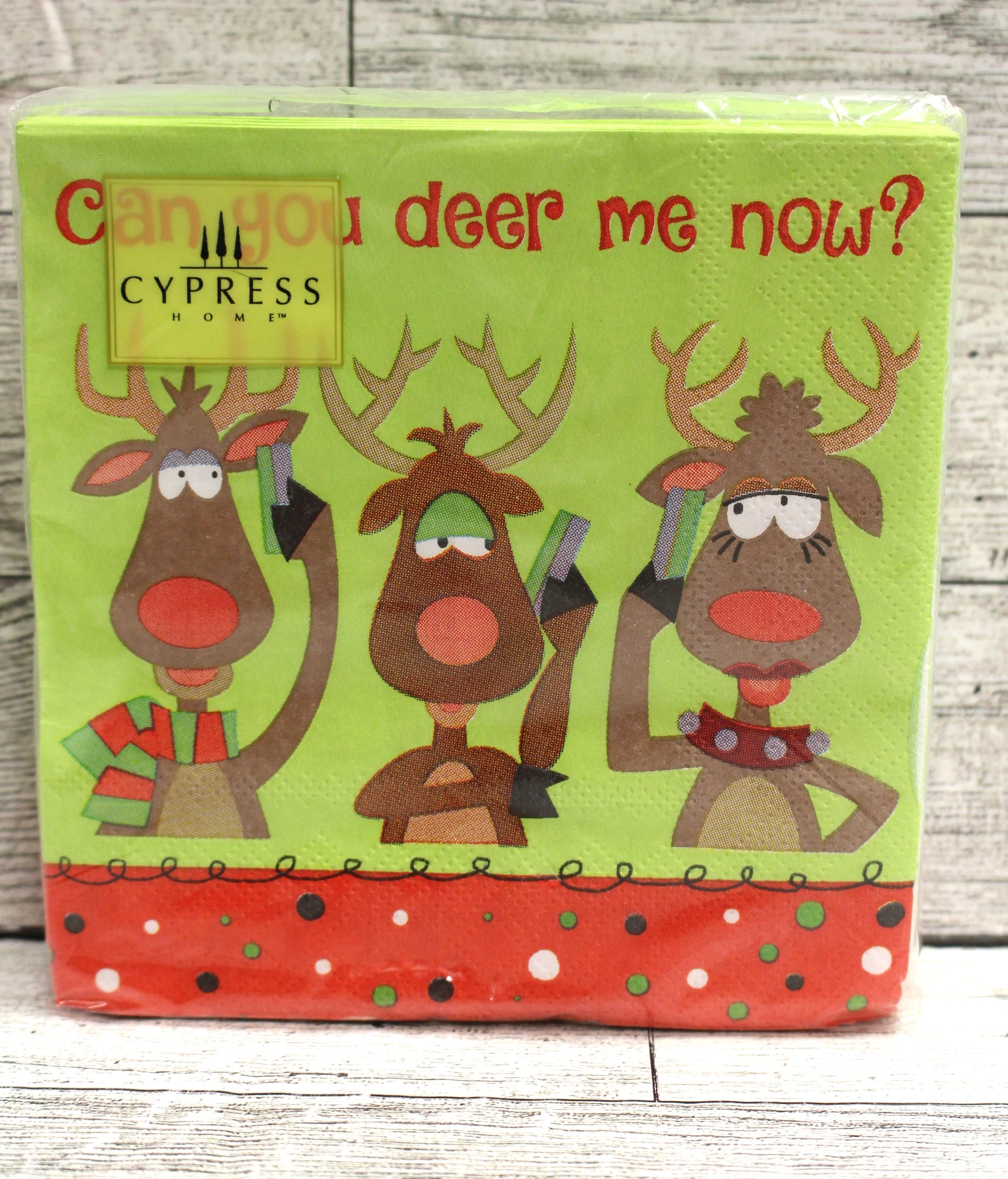 Cypress Home "Can you deer me now?" Christmas Napkins - 40 Count - 3-Ply - New