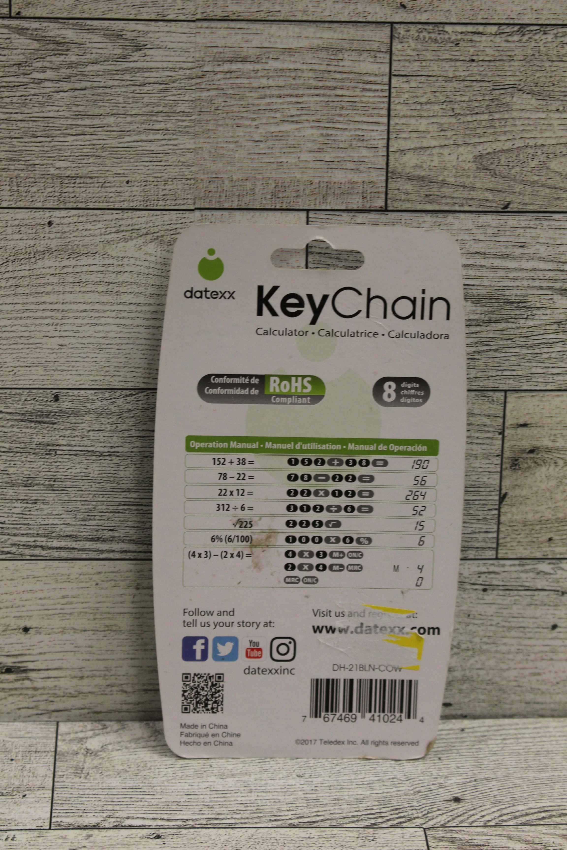 Datexx Calculator Keychain - DH 21 - Blk/White - New - Image 2