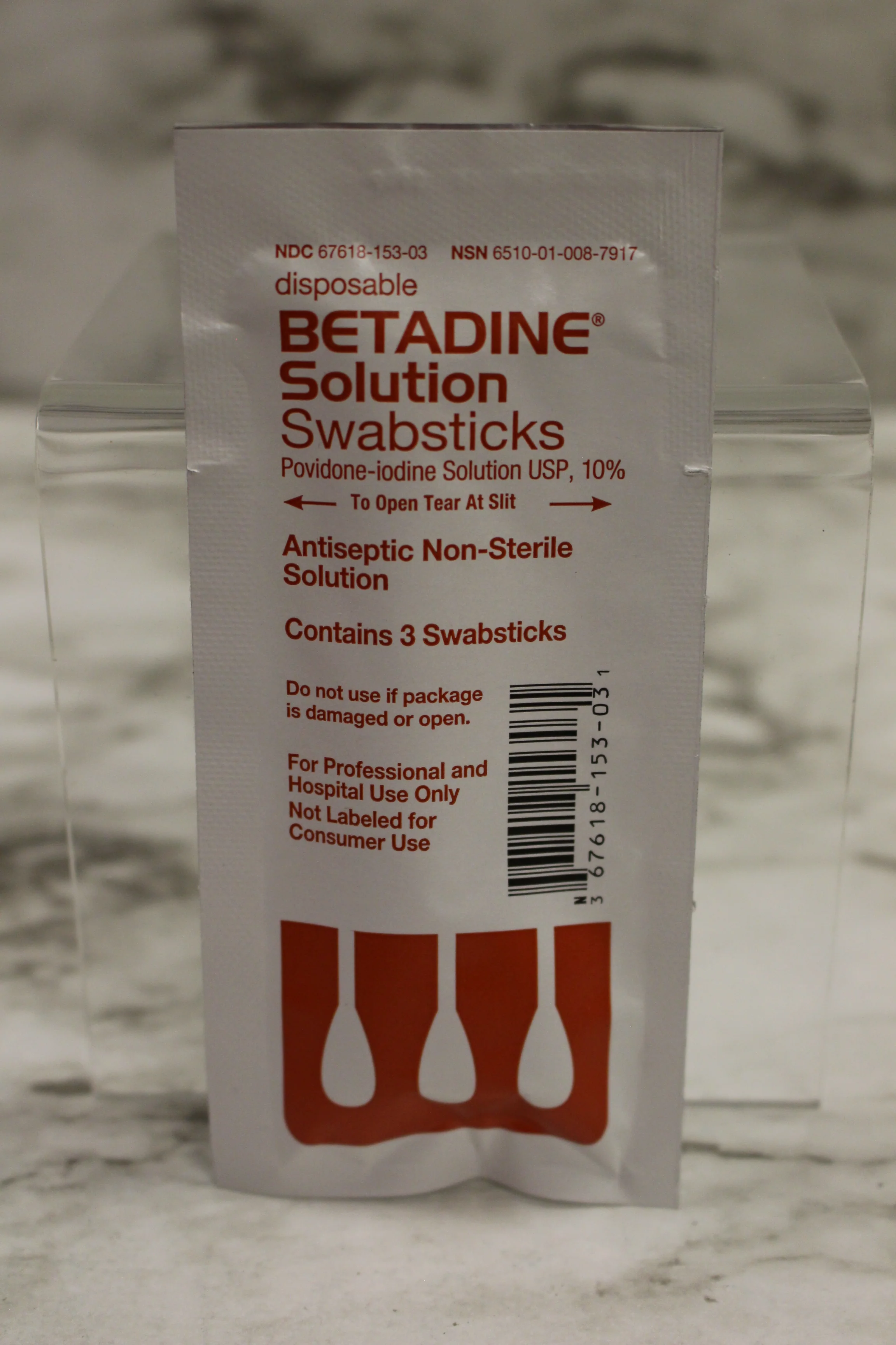 Disposable Betadine Solution Swabsticks - 3 Swabsticks - 6510-01-008-7917 - New