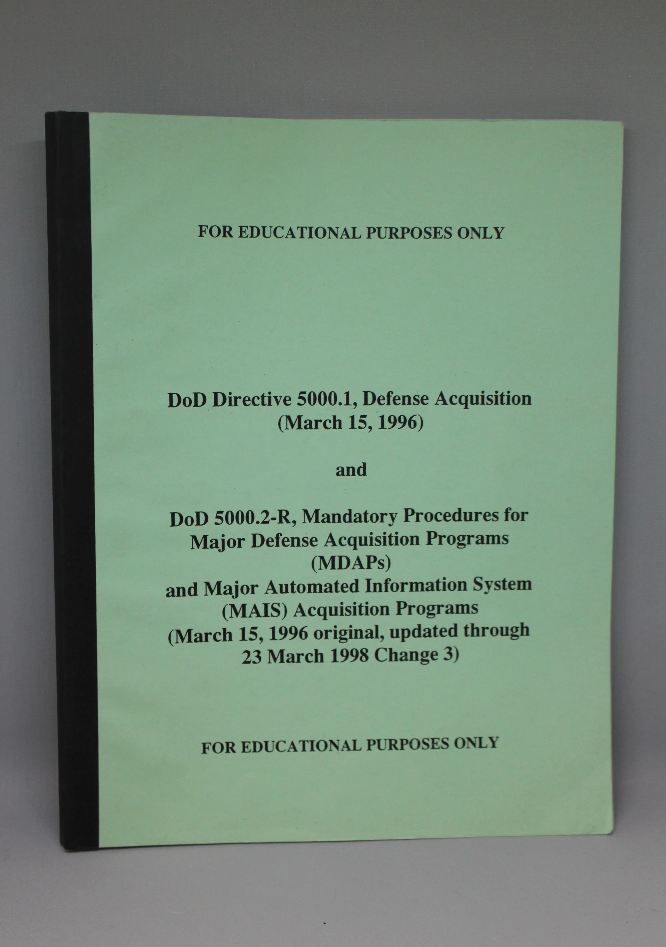 DoD Directive 5000.1 Defense Acquistion, March 15, 1996