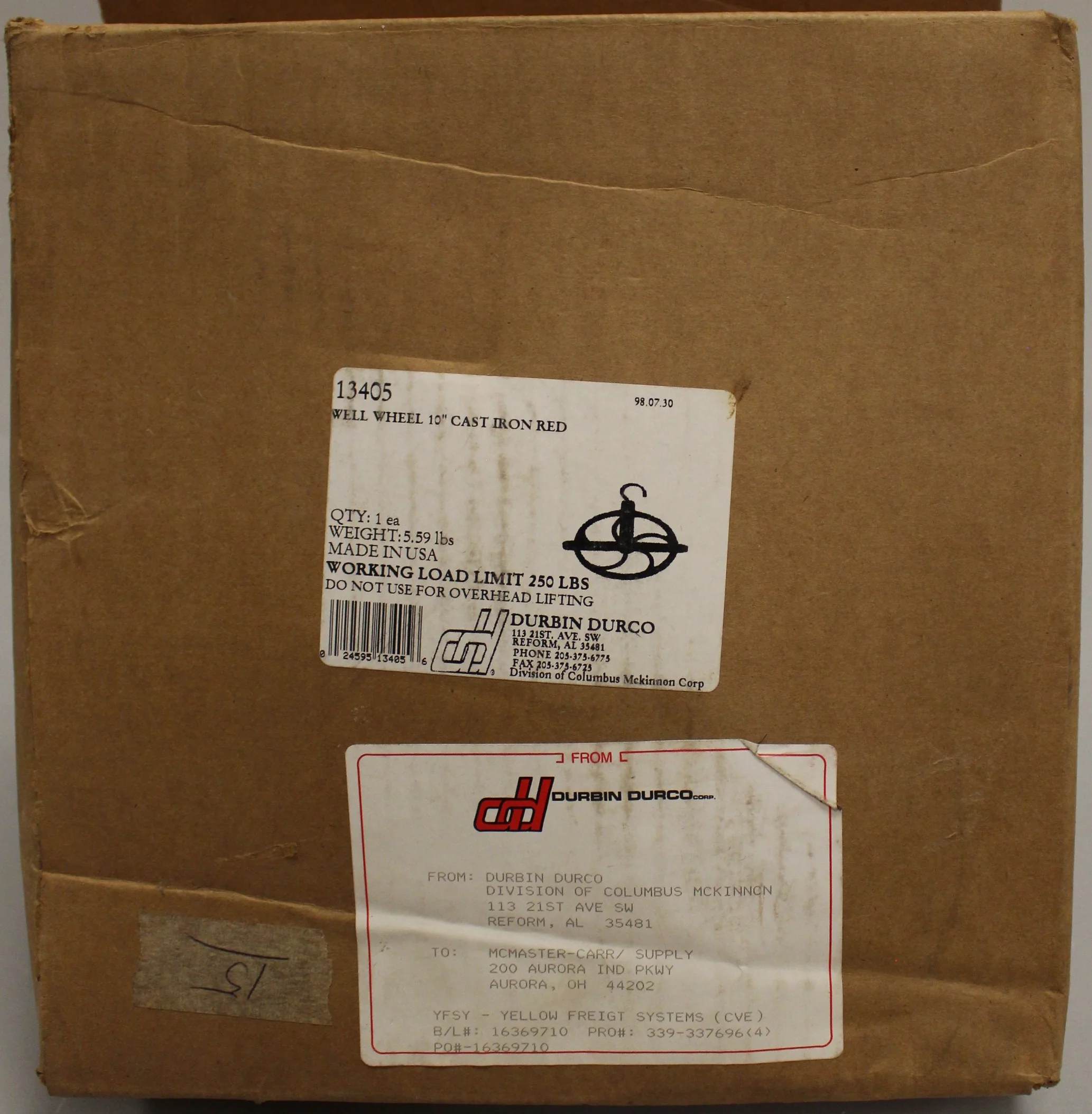Durbin Durco 10" Cast Iron Pulley Well Wheel - 13405 - Red - New - Image 8