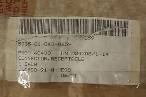 Electrical Receptacle Connector, NSN: 5935-01-043-0659, M24308/1-14, New! - Image 4