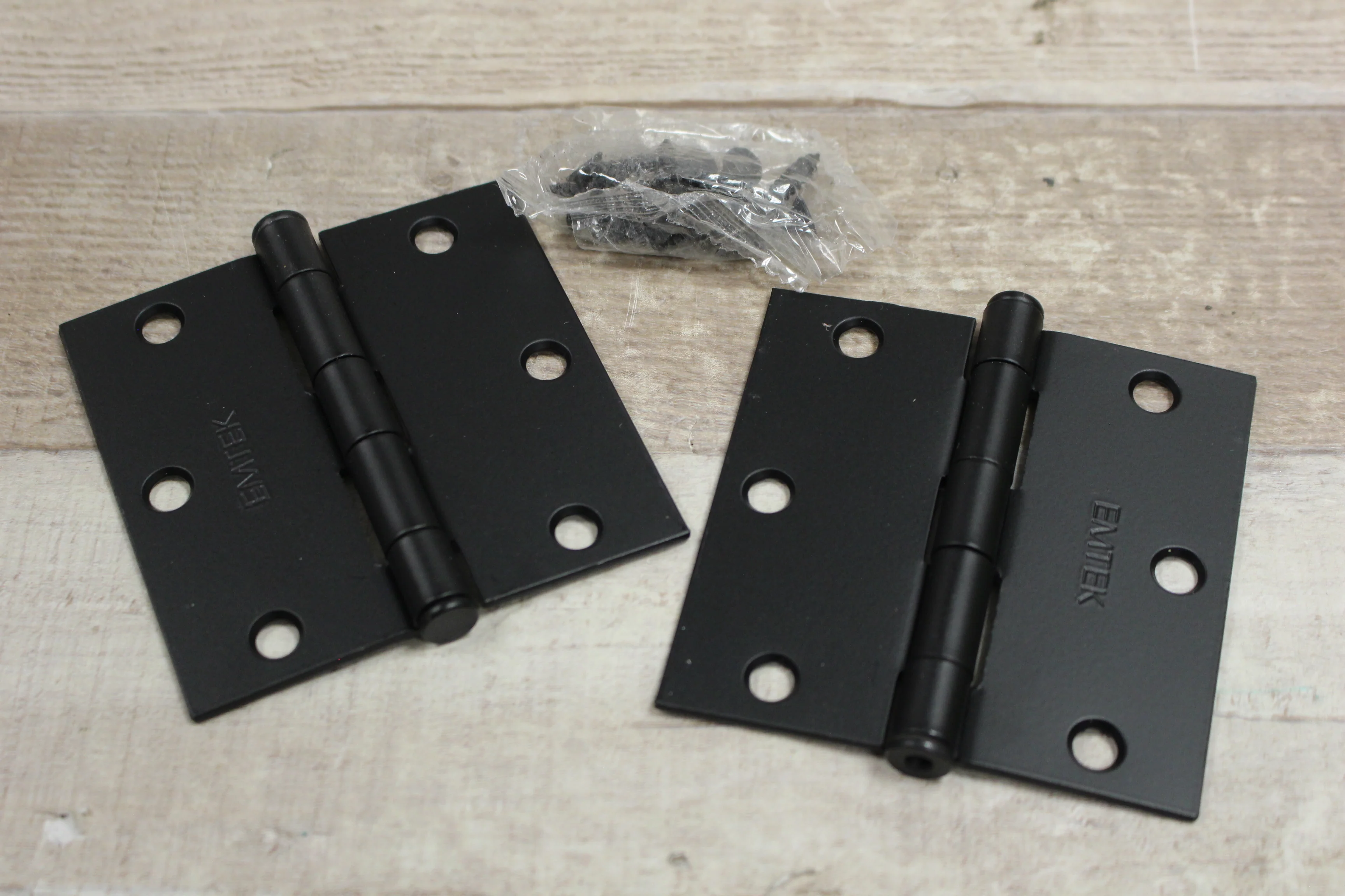 Emtek 91013-US19 Flat Black 3-1/2" Square Corner Plain Bearing Steel Hinge -New - Image 2